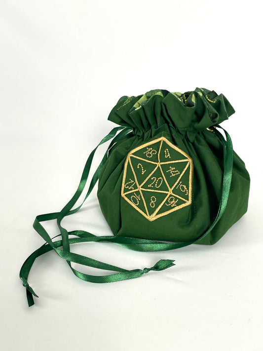 Forest Green Embroidered Dice Bag