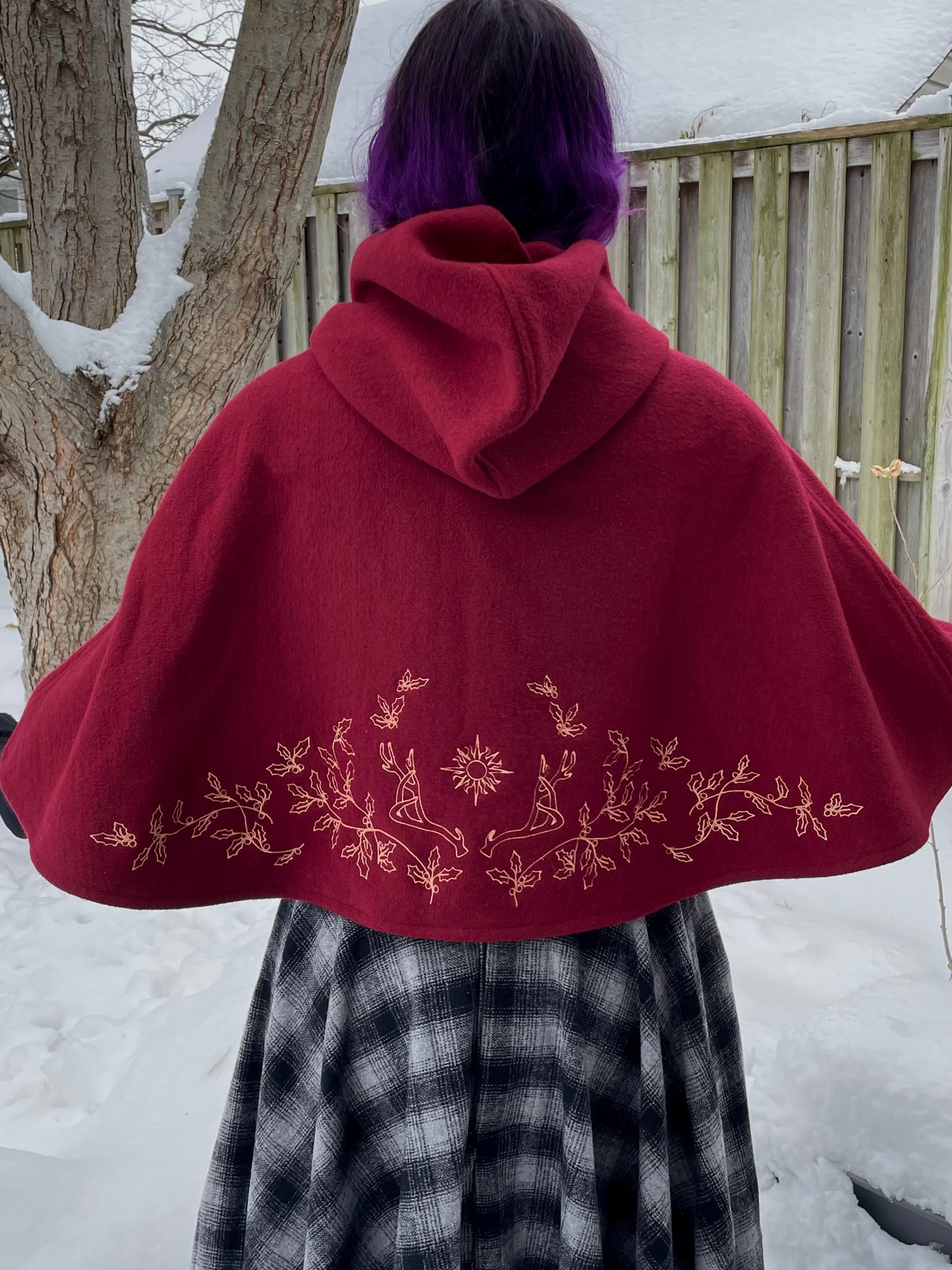 Holly King Red Wool Capelet