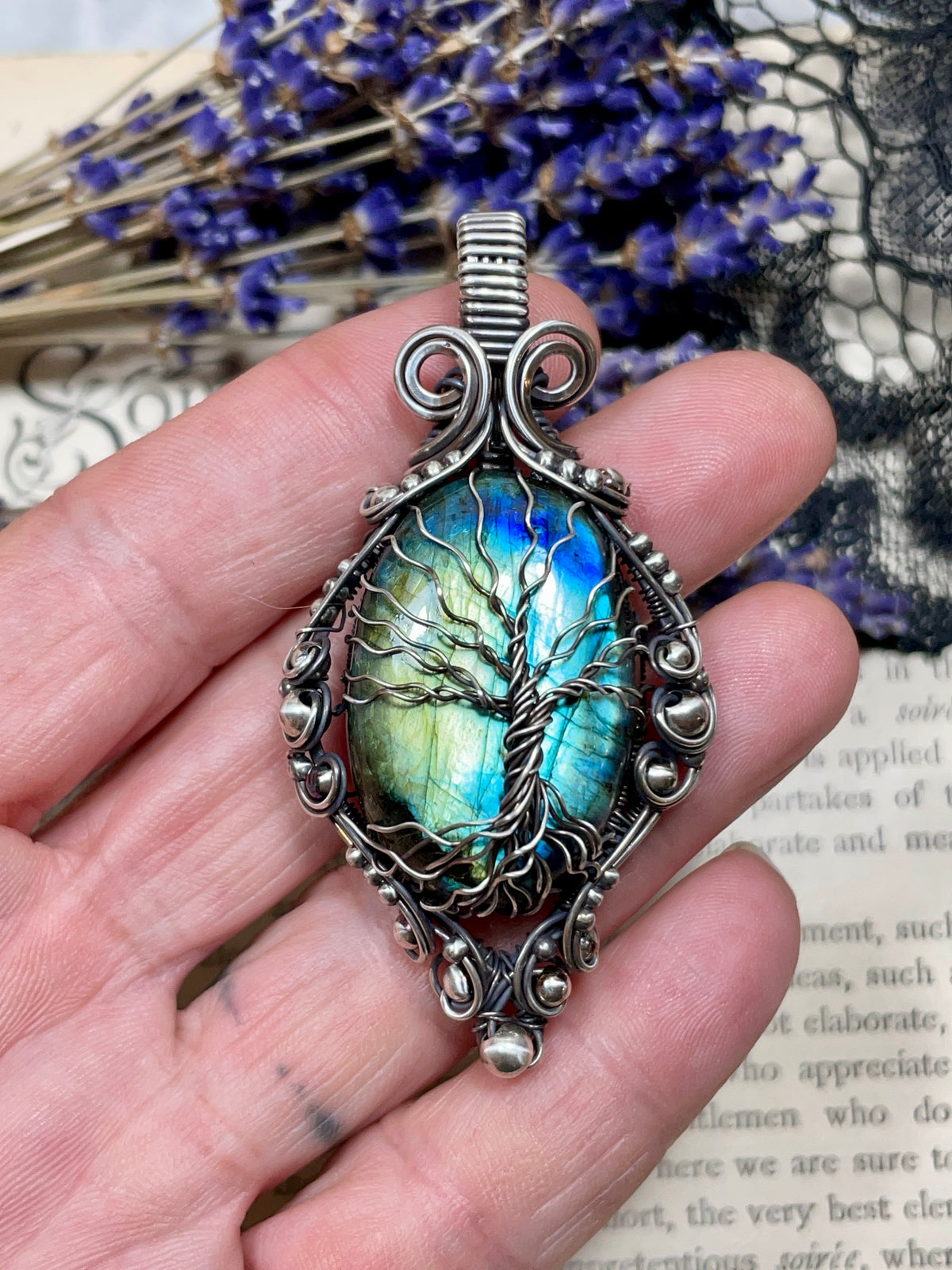 Labradorite Tree of Life Pendant in Sterling Silver