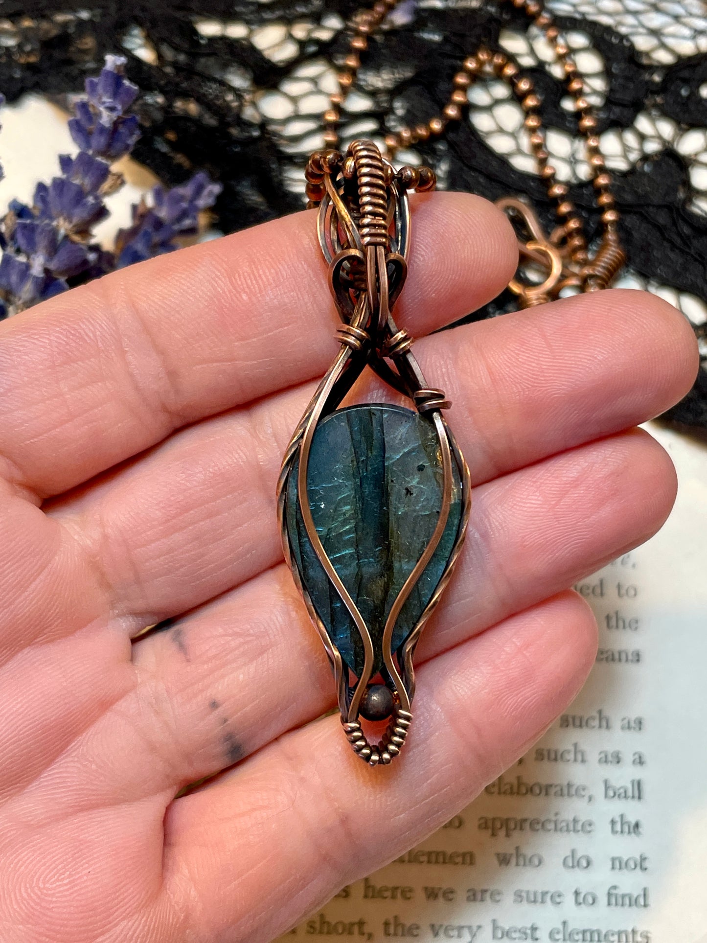 Labradorite Pendant in Copper