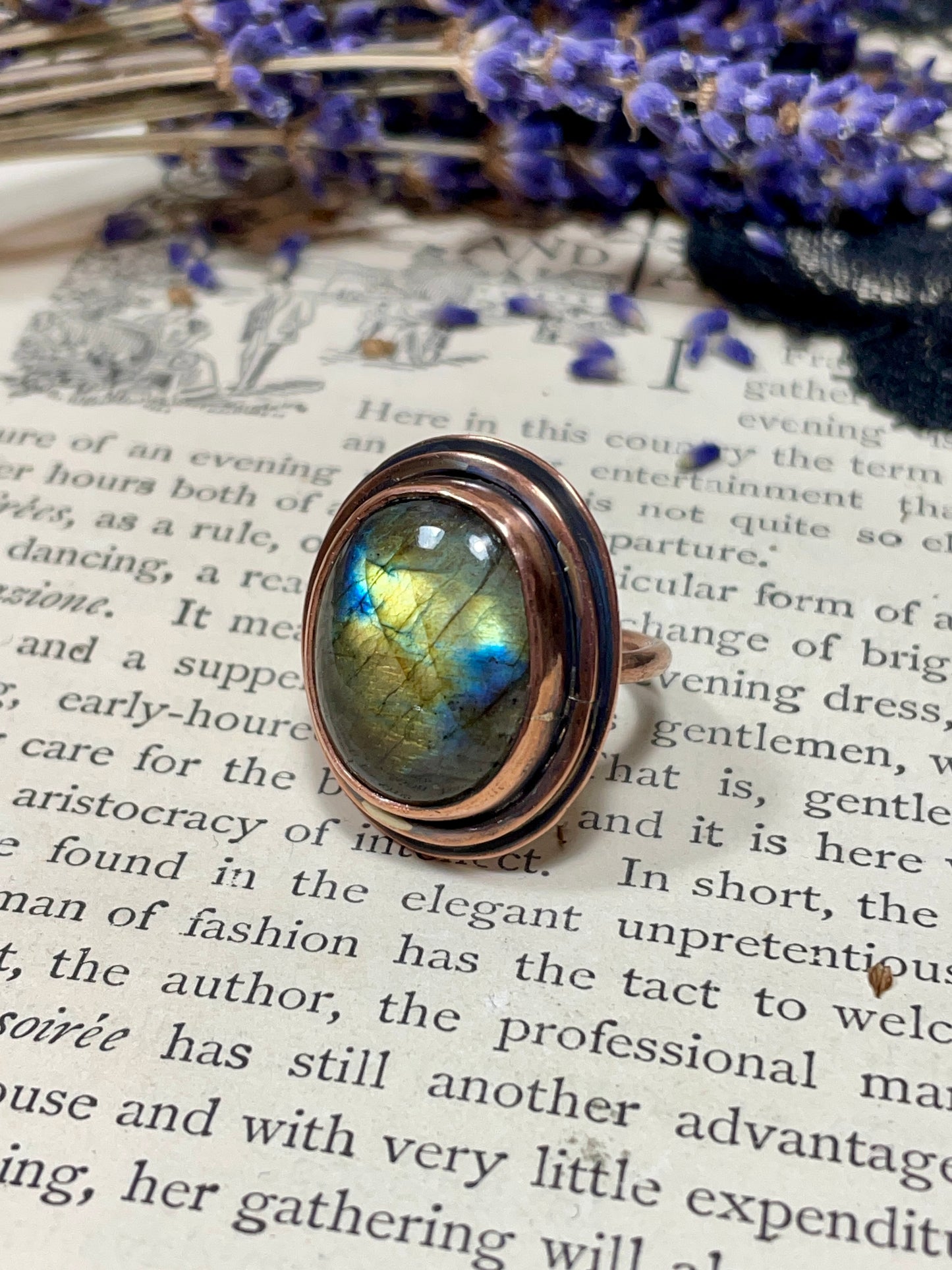 Labradorite Copper Ring Size 5.5