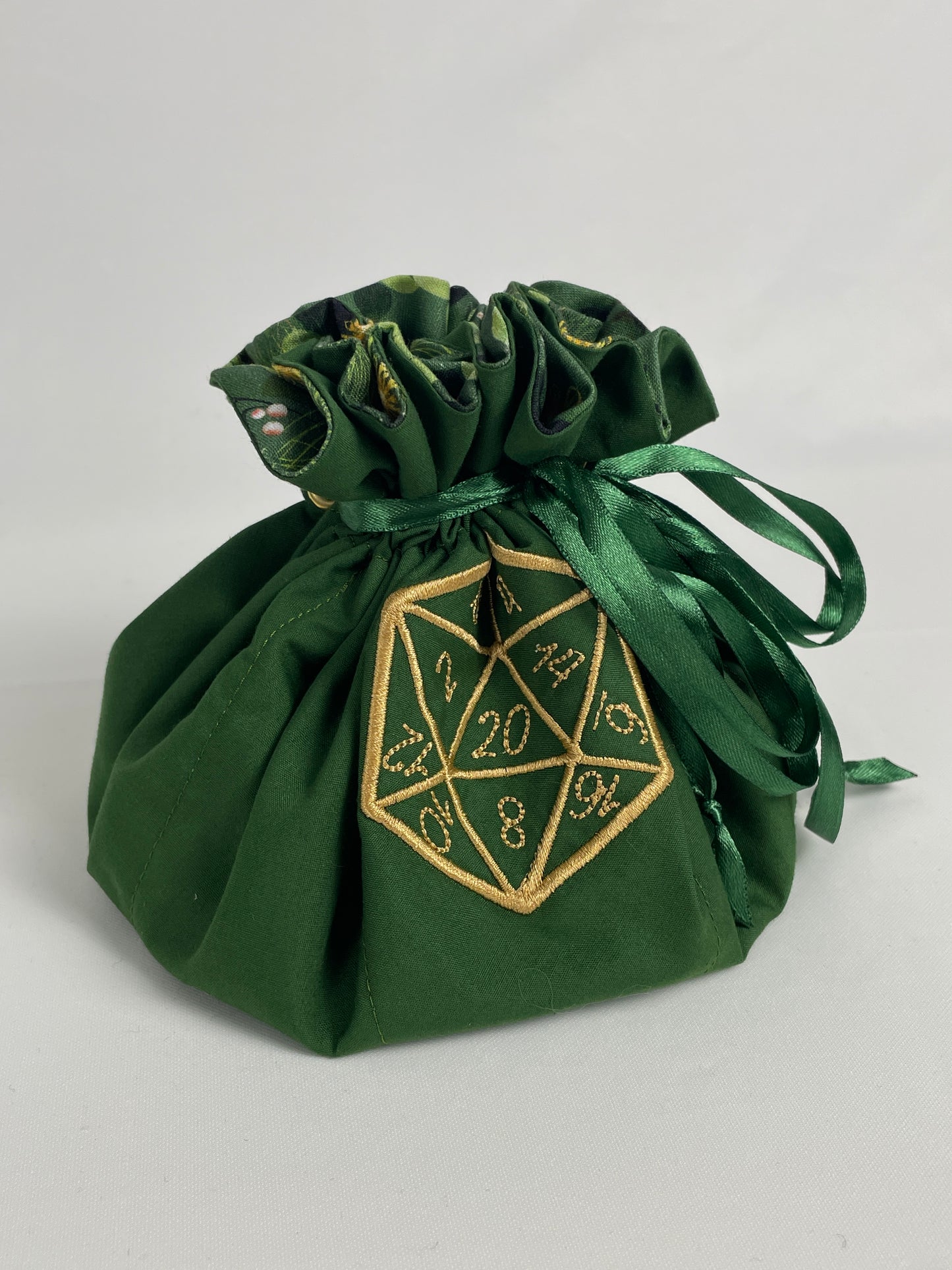 Forest Green Embroidered Dice Bag