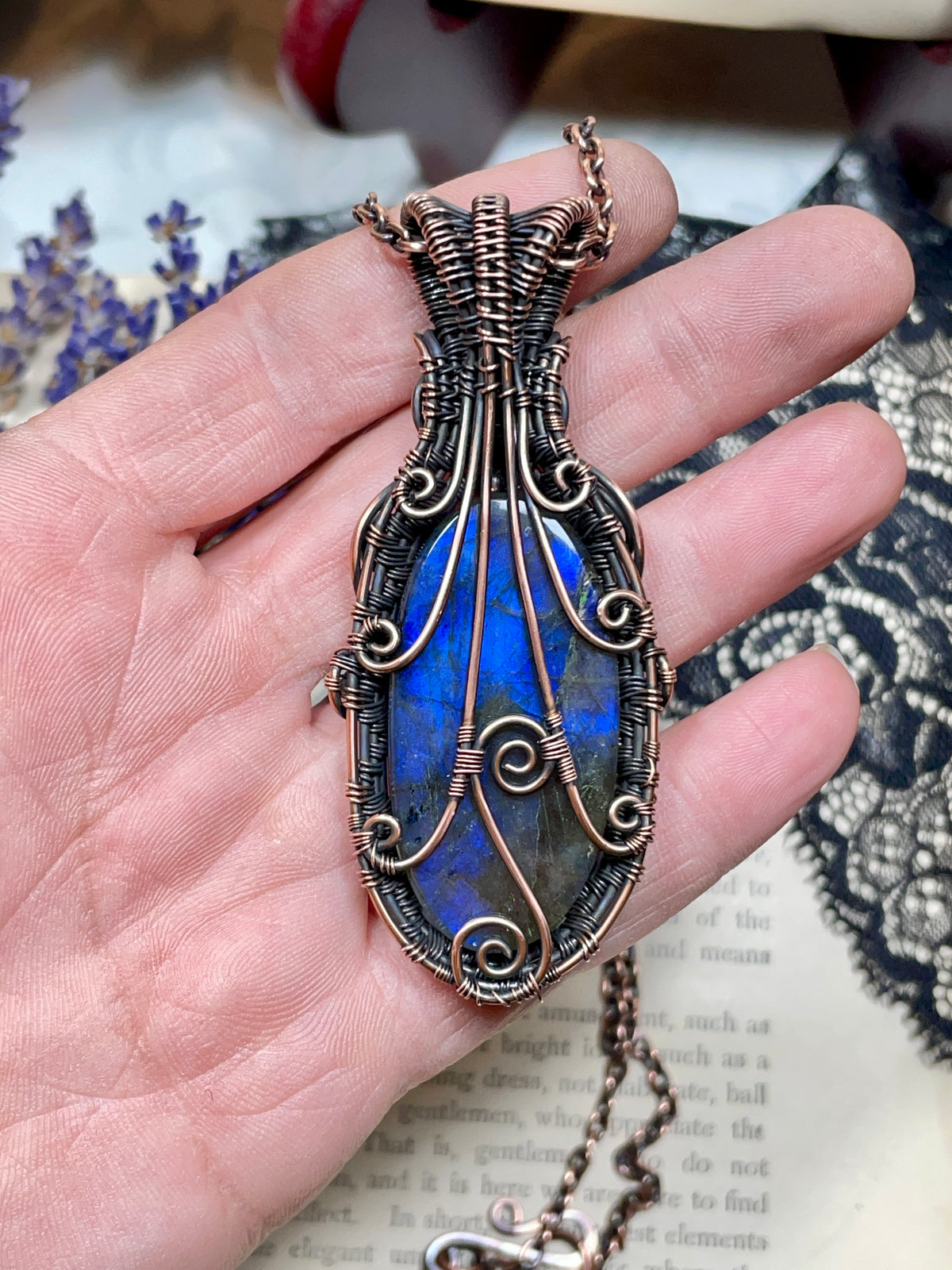 Labradorite Pendant in Copper