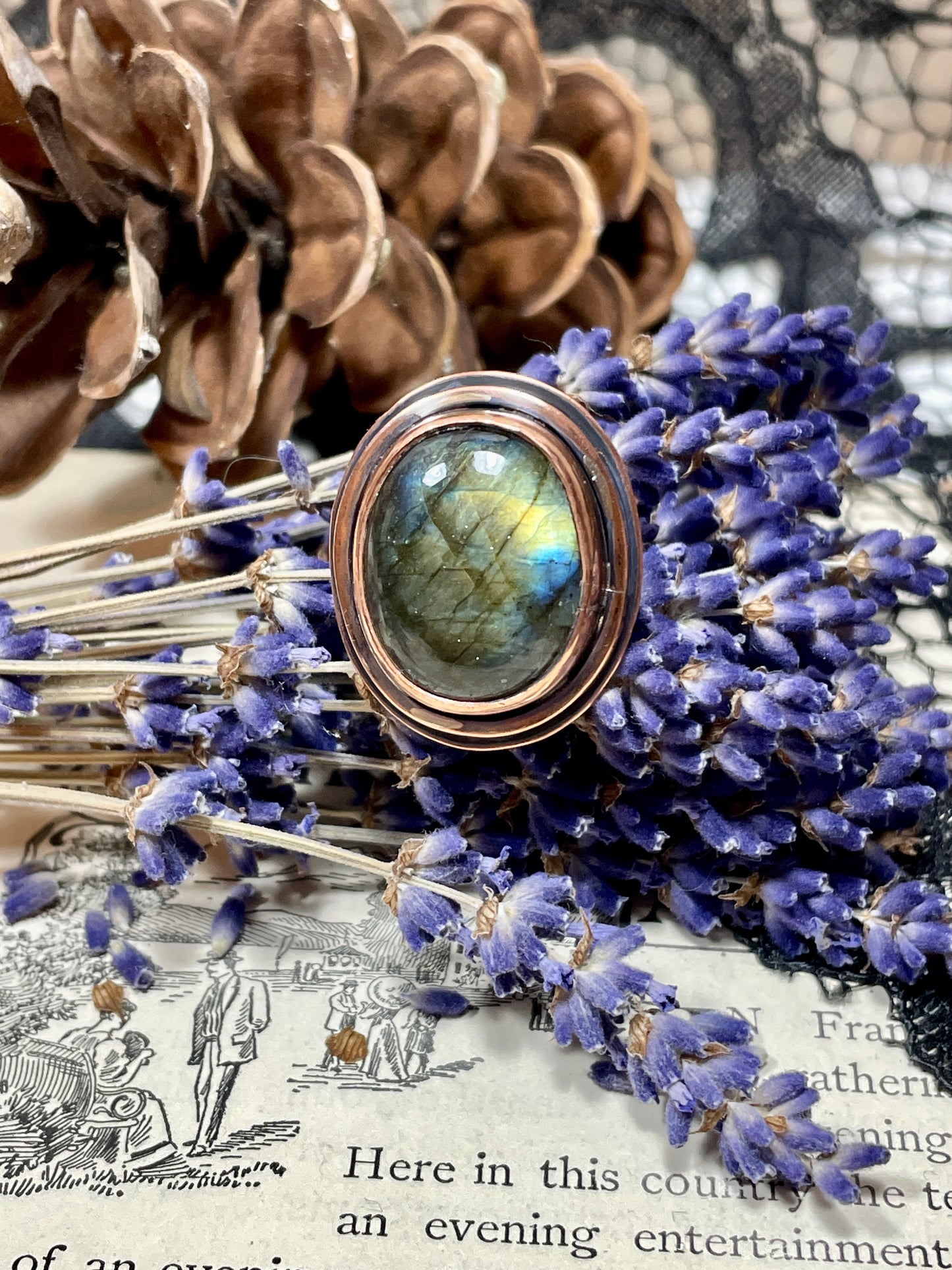 Labradorite Copper Ring Size 5.5