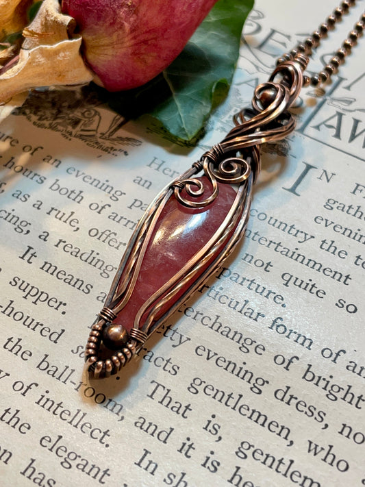 Rhodochrosite Pendant in Copper