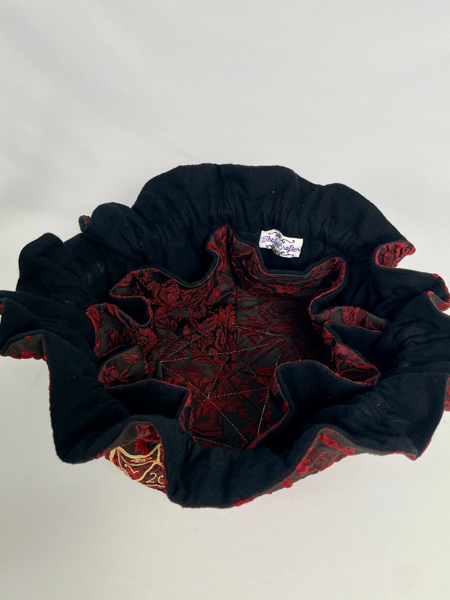 Red Brocade Embroidered Dice Bag