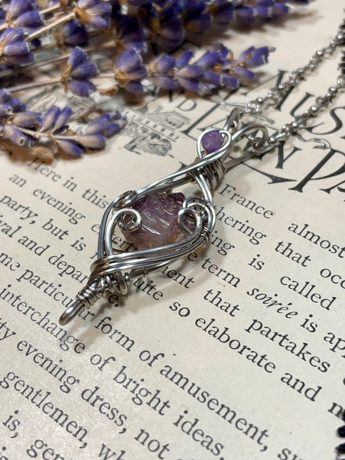 Amethyst Point(Shangaan Amethyst) Pendant in Stainless Steel