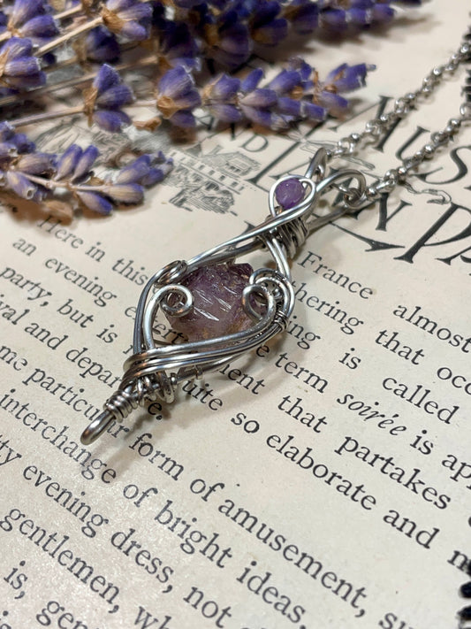 Amethyst Point(Shangaan Amethyst) Pendant in Stainless Steel