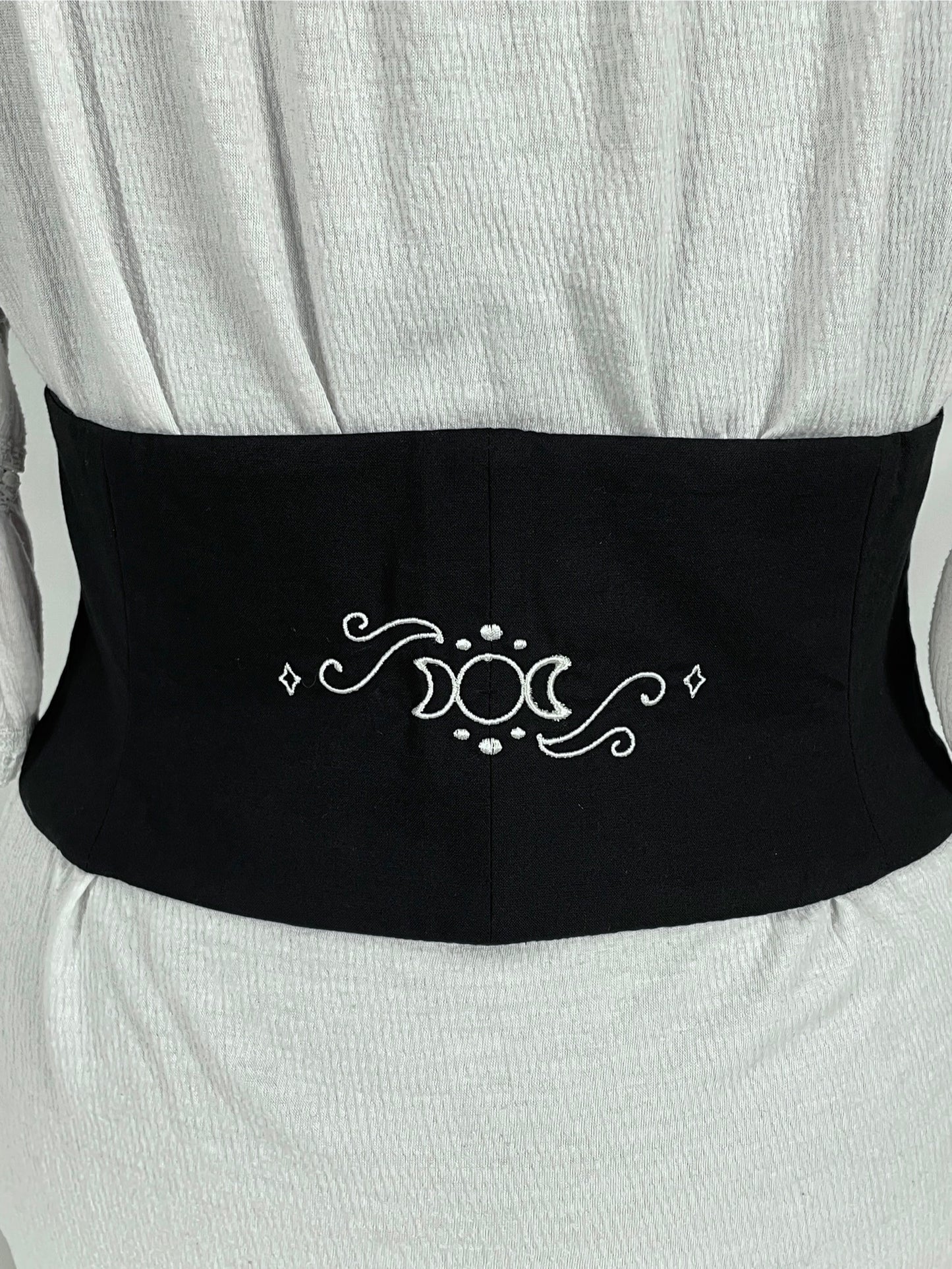 Silver Lunar Embroidered Waist Cinch