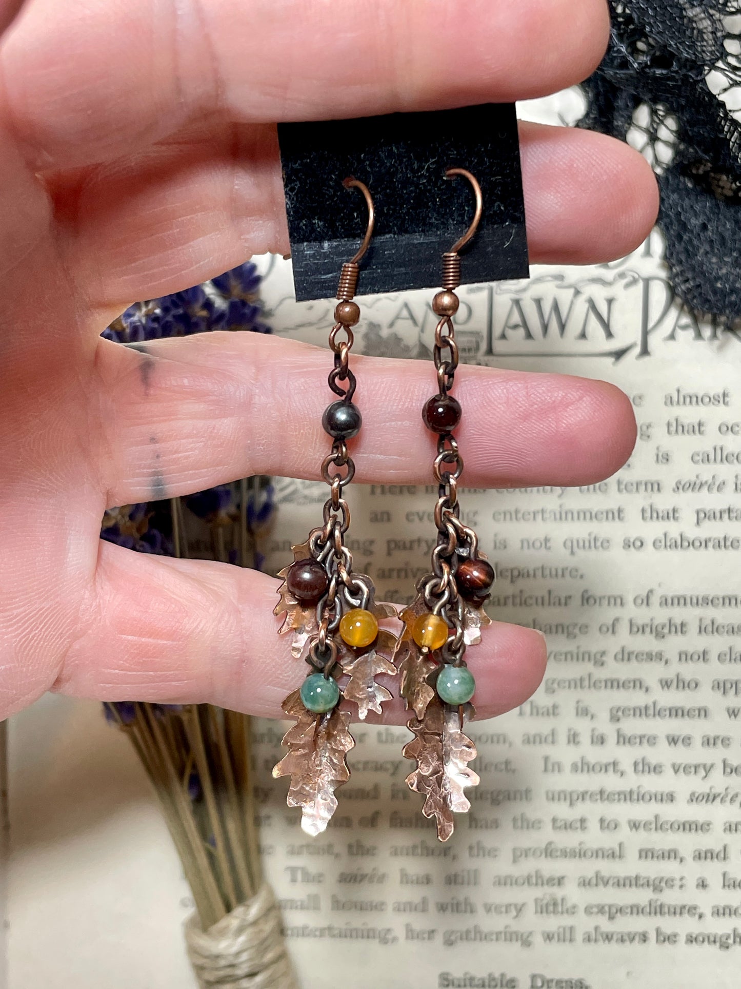 Oak leaf Earrings in Antiqued Copper