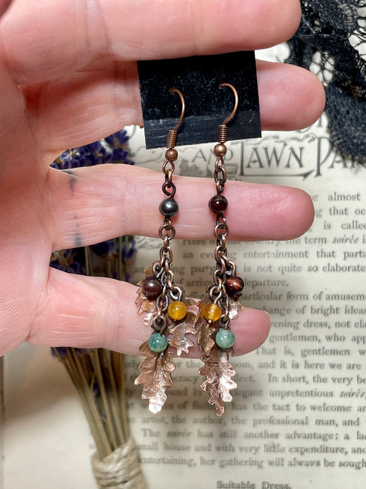 Oak leaf Earrings in Antiqued Copper