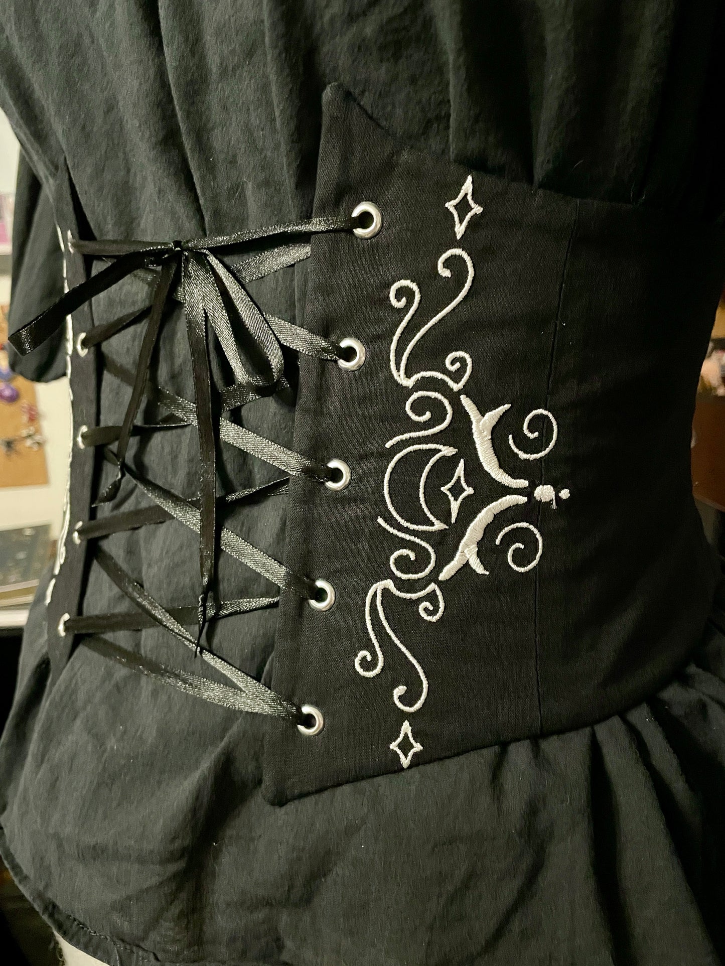 Silver Lunar Embroidered Waist Cinch