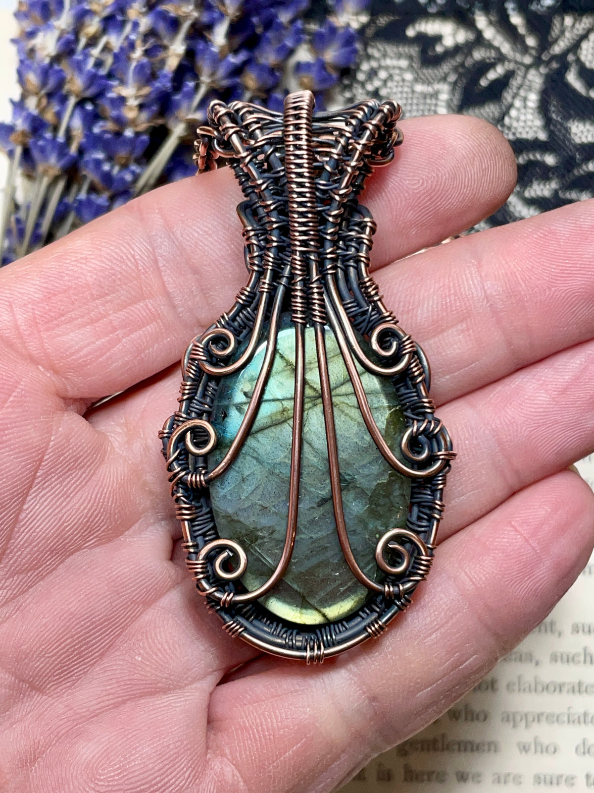 Labradorite Tree of Life Amulet in Copper