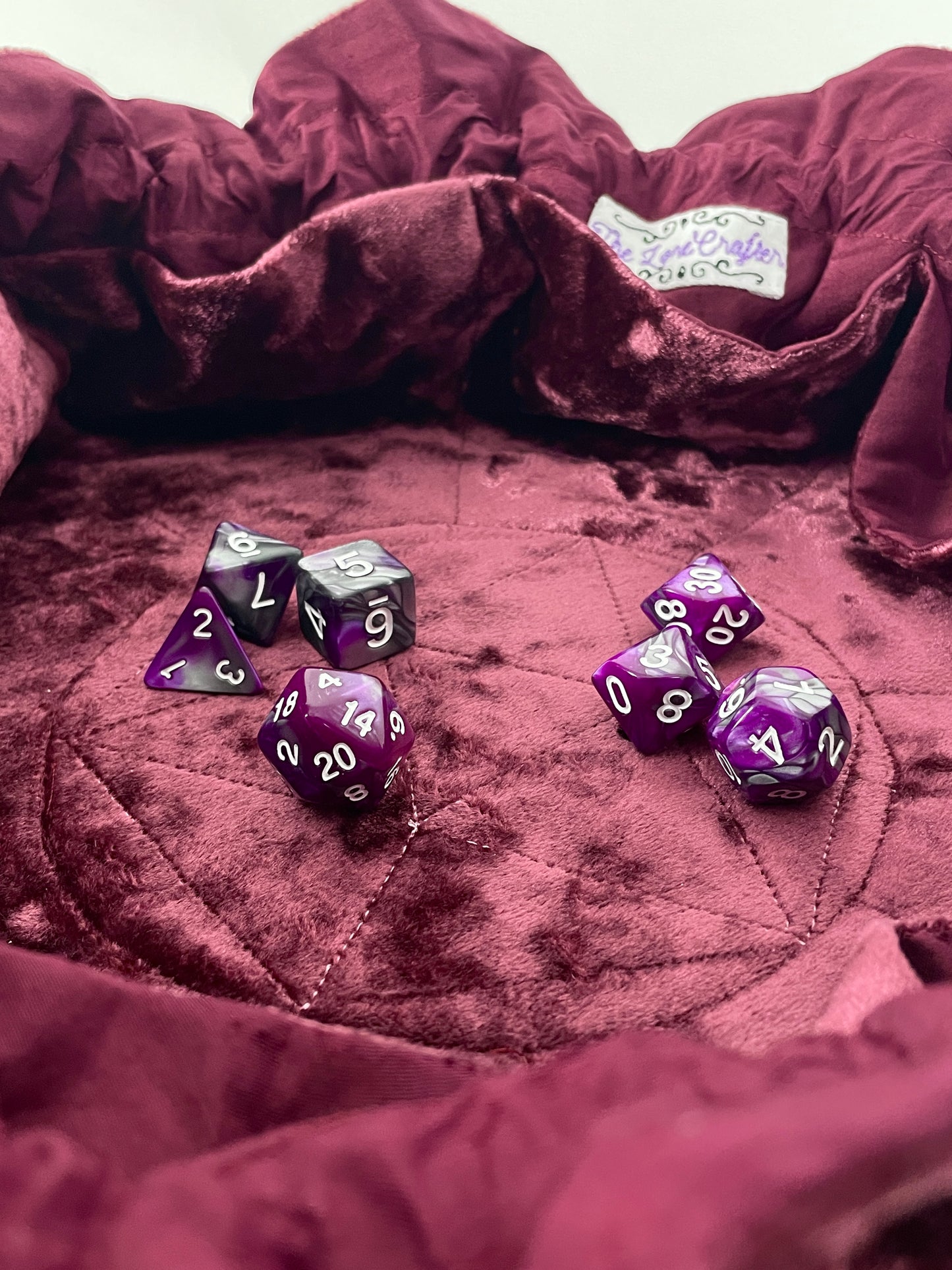 Dusty Rose Embroidered Dragon Dice Bag in Velvet