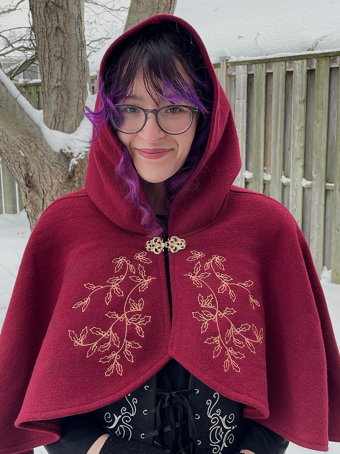Holly King Red Wool Capelet