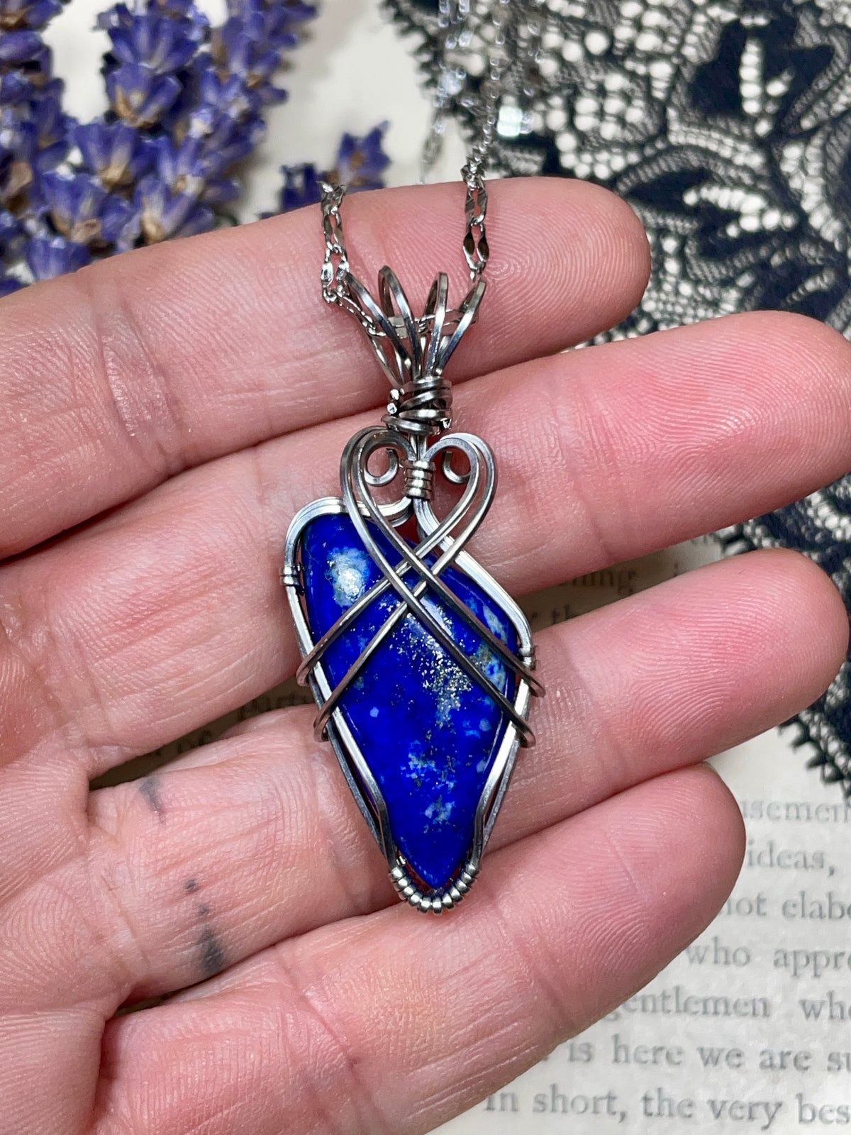 Lapis Lazuli Pendant in Stainless Steel