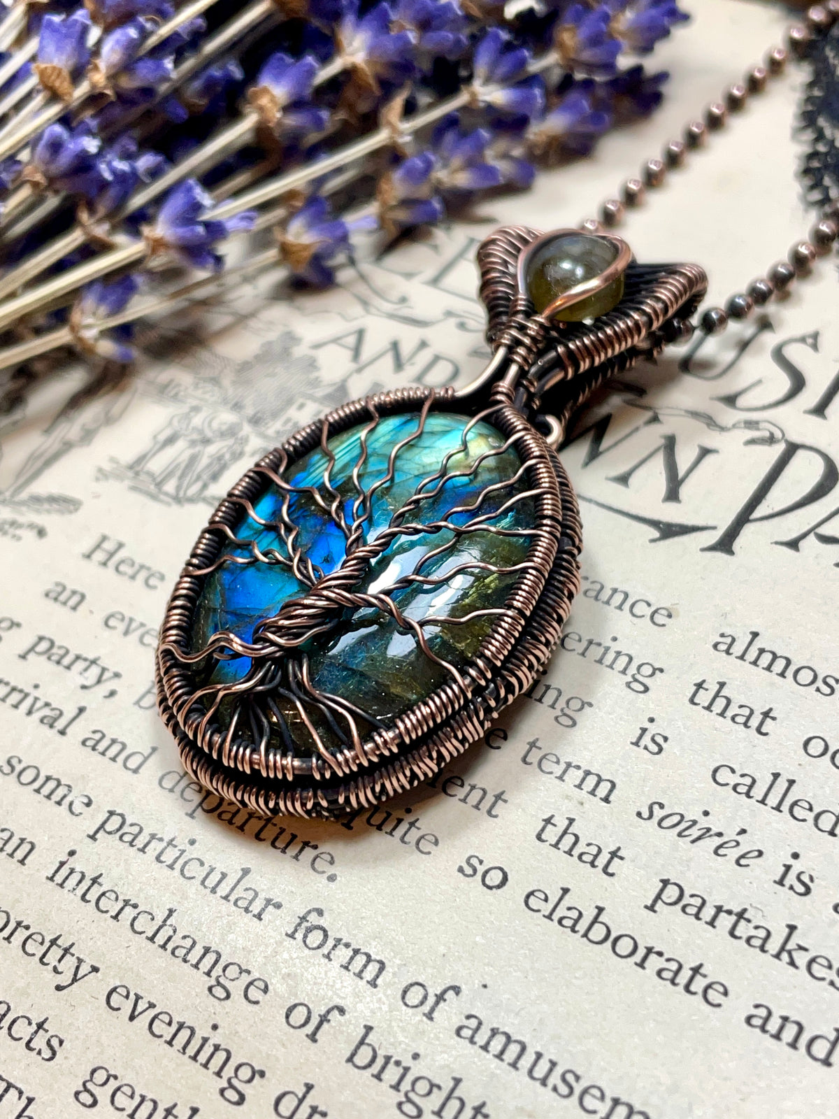 Labradorite Tree of Life Pendant in Copper