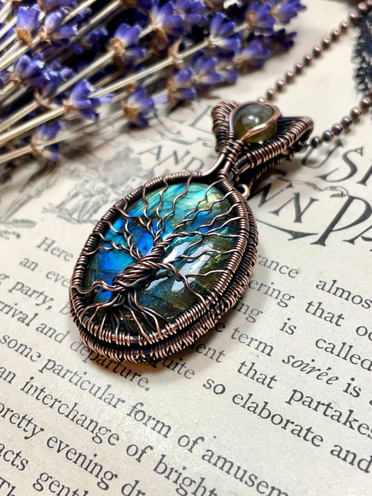 Labradorite Tree of Life Pendant in Copper