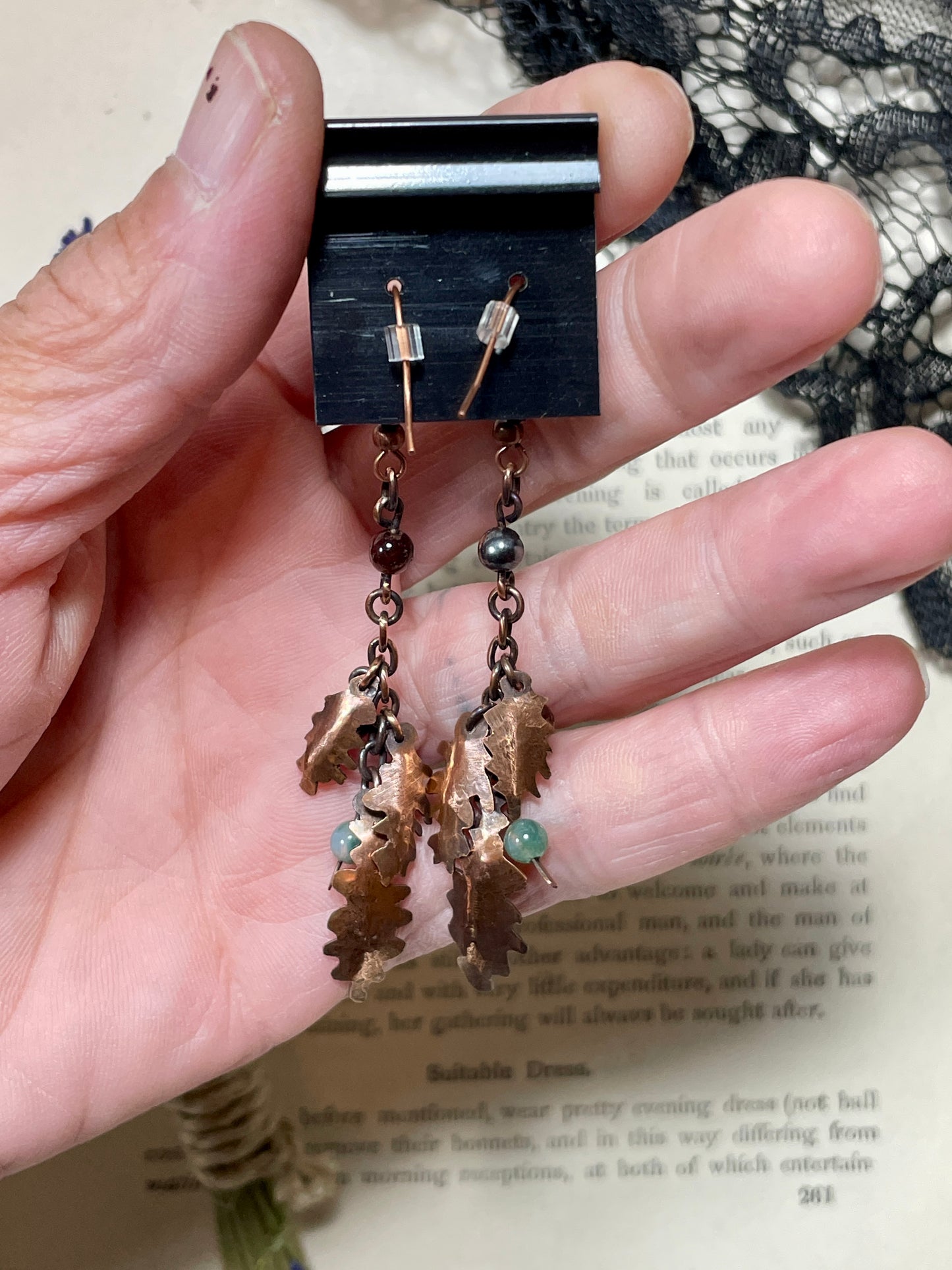 Oak leaf Earrings in Antiqued Copper