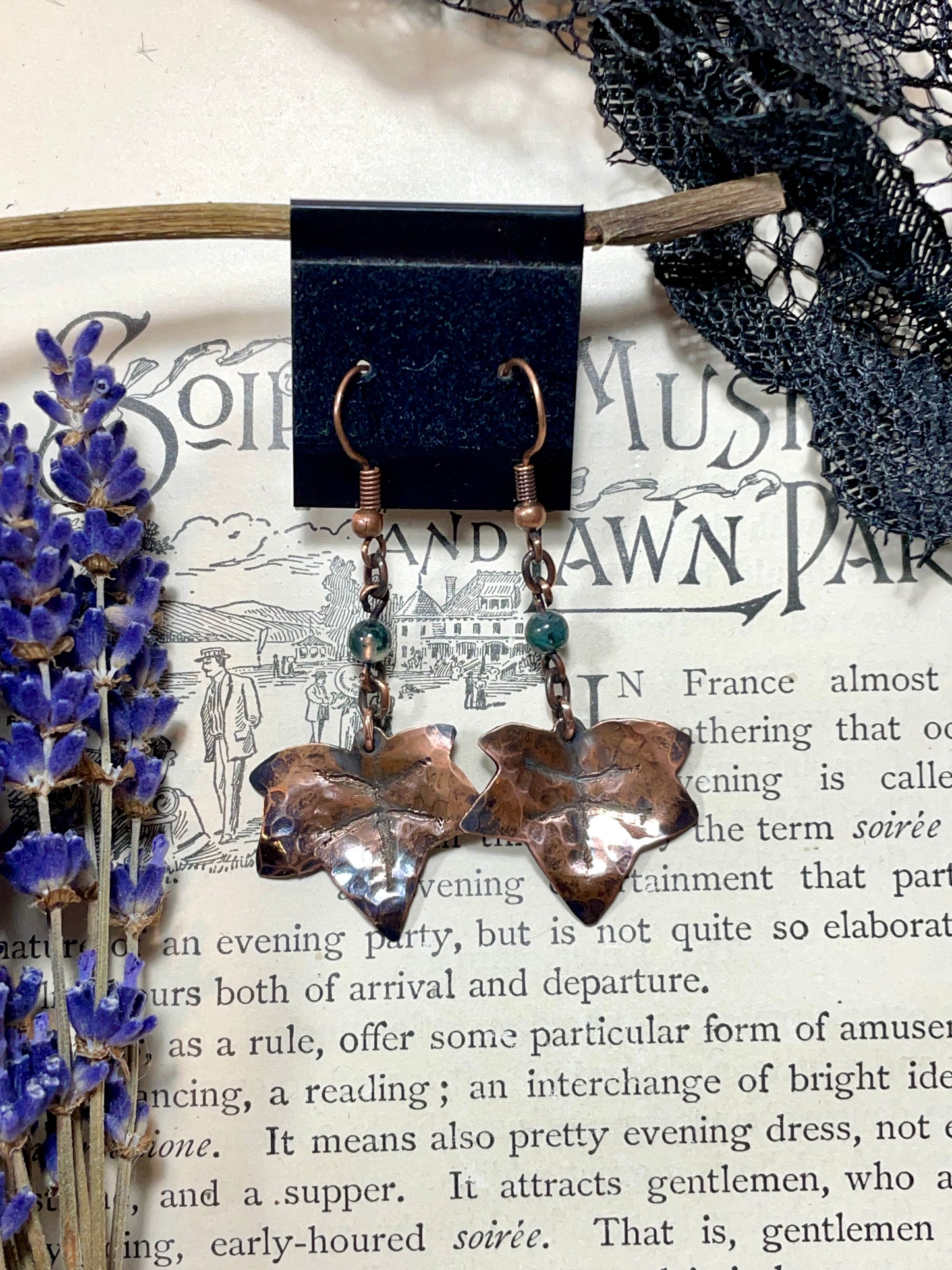 Ivy leaf Earrings in Antiqued Copper