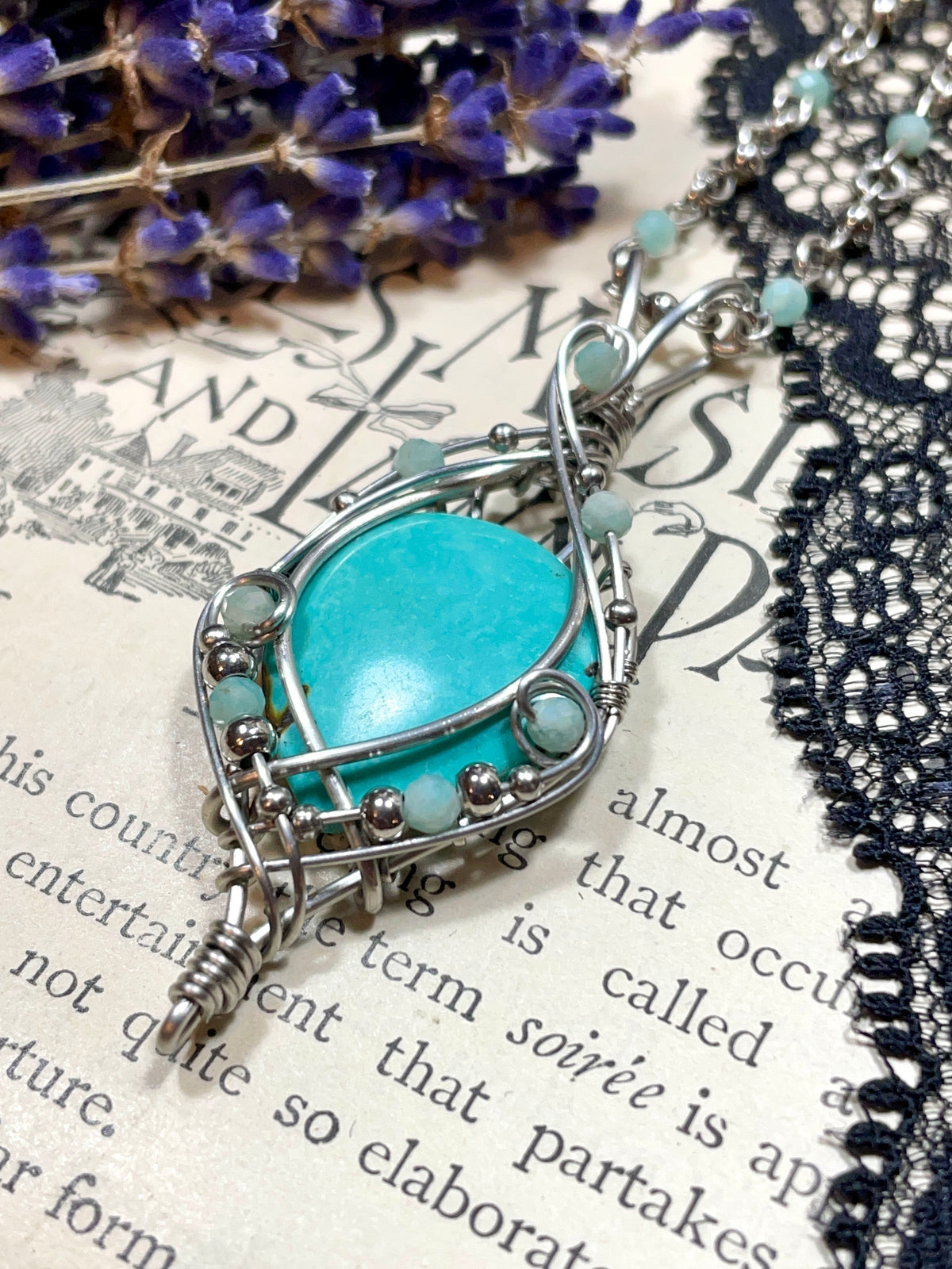 Turquoise Pendant in Stainless Steel