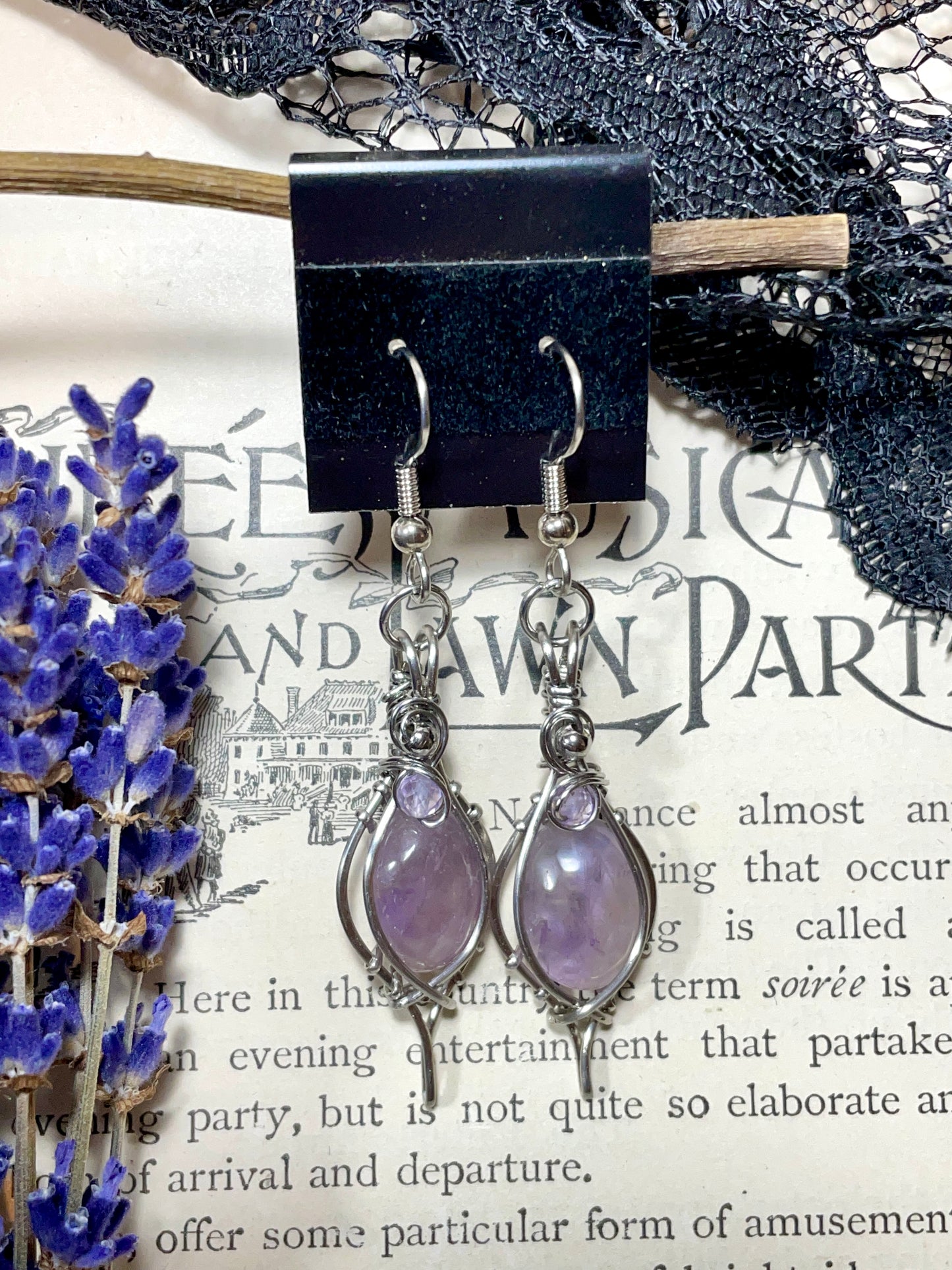 Amethyst Earrings in Stainless Steel