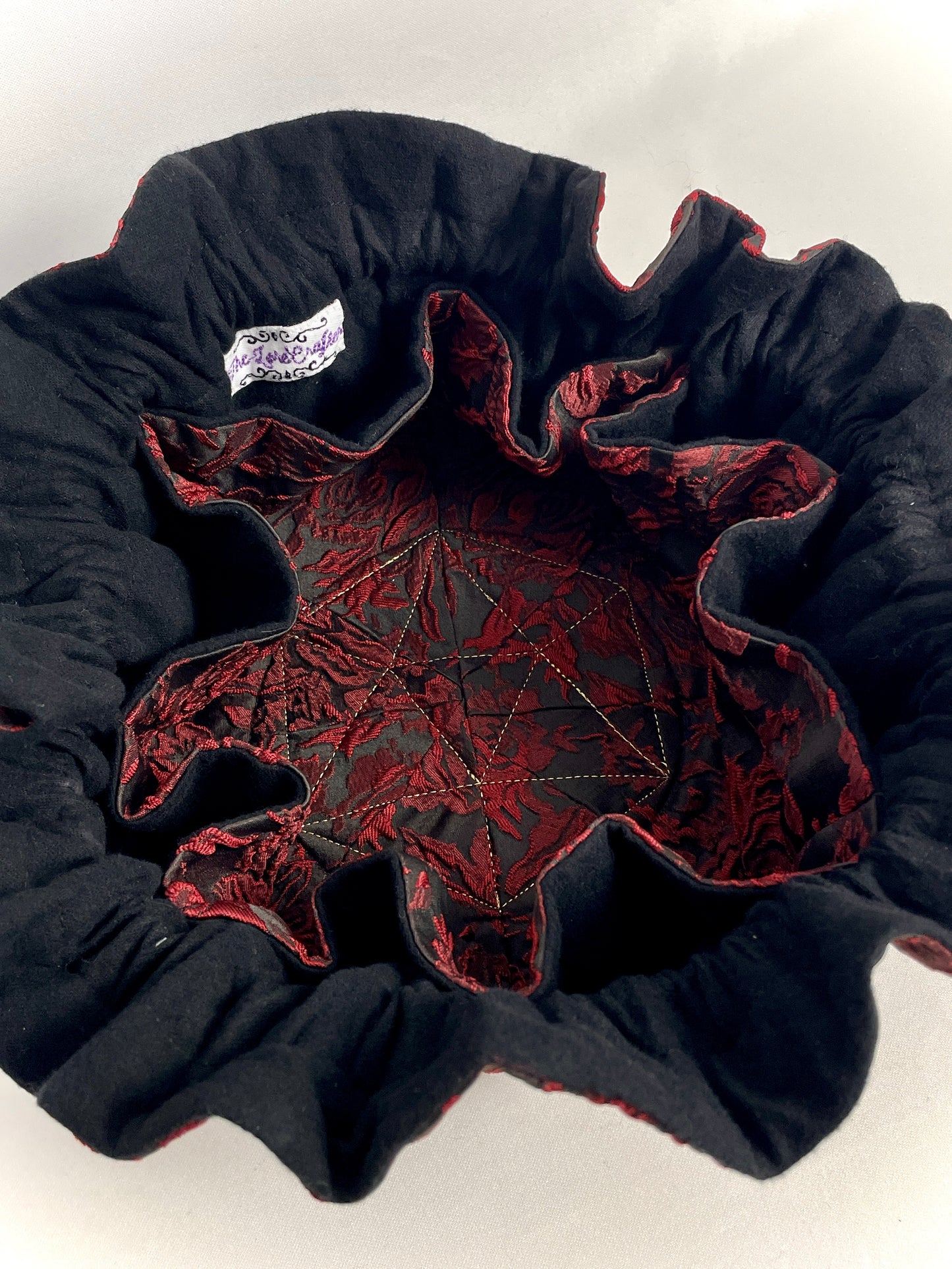 Red Brocade Embroidered Dice Bag