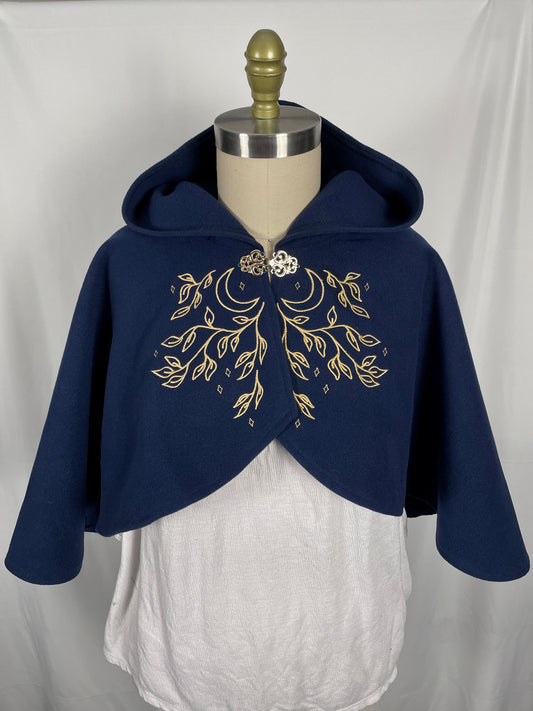 Celestial Blue Felted Capelet in Gold