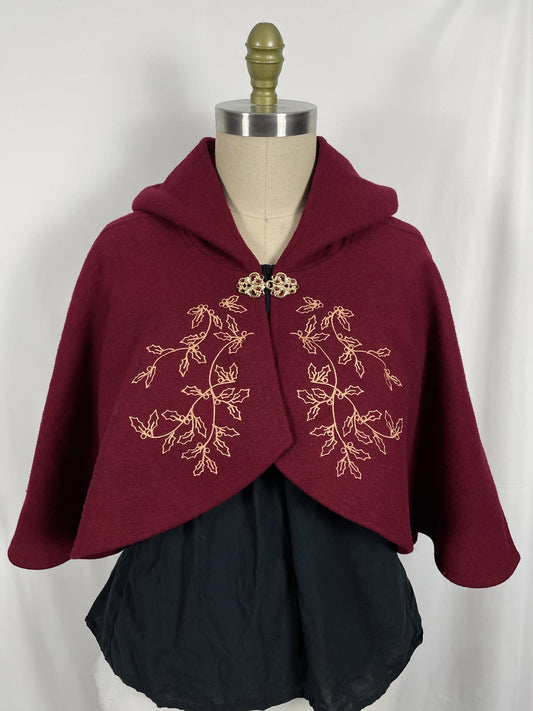 Holly King Red Wool Capelet