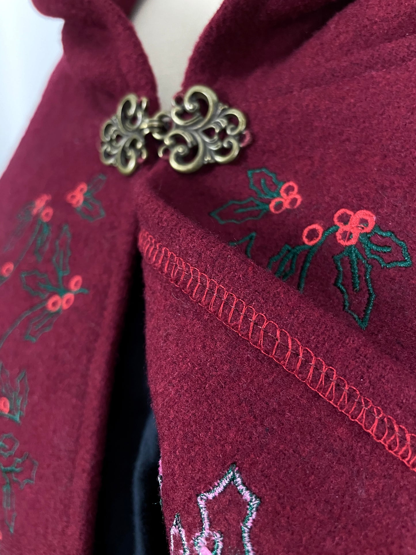 Holly King Red Wool Capelet