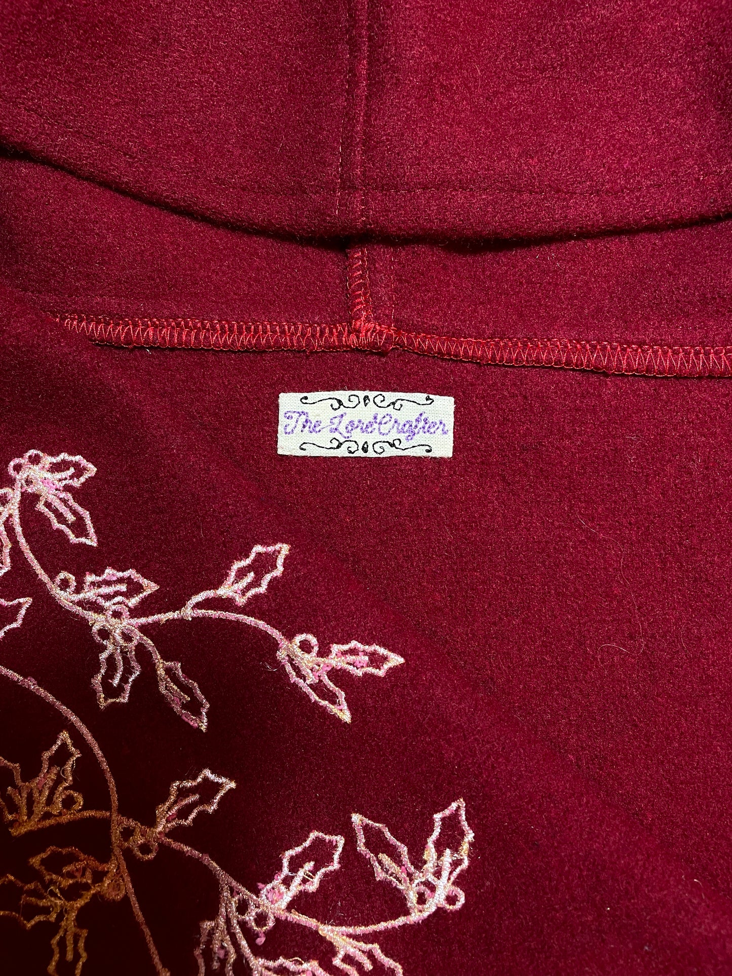 Holly King Red Wool Capelet in Gold