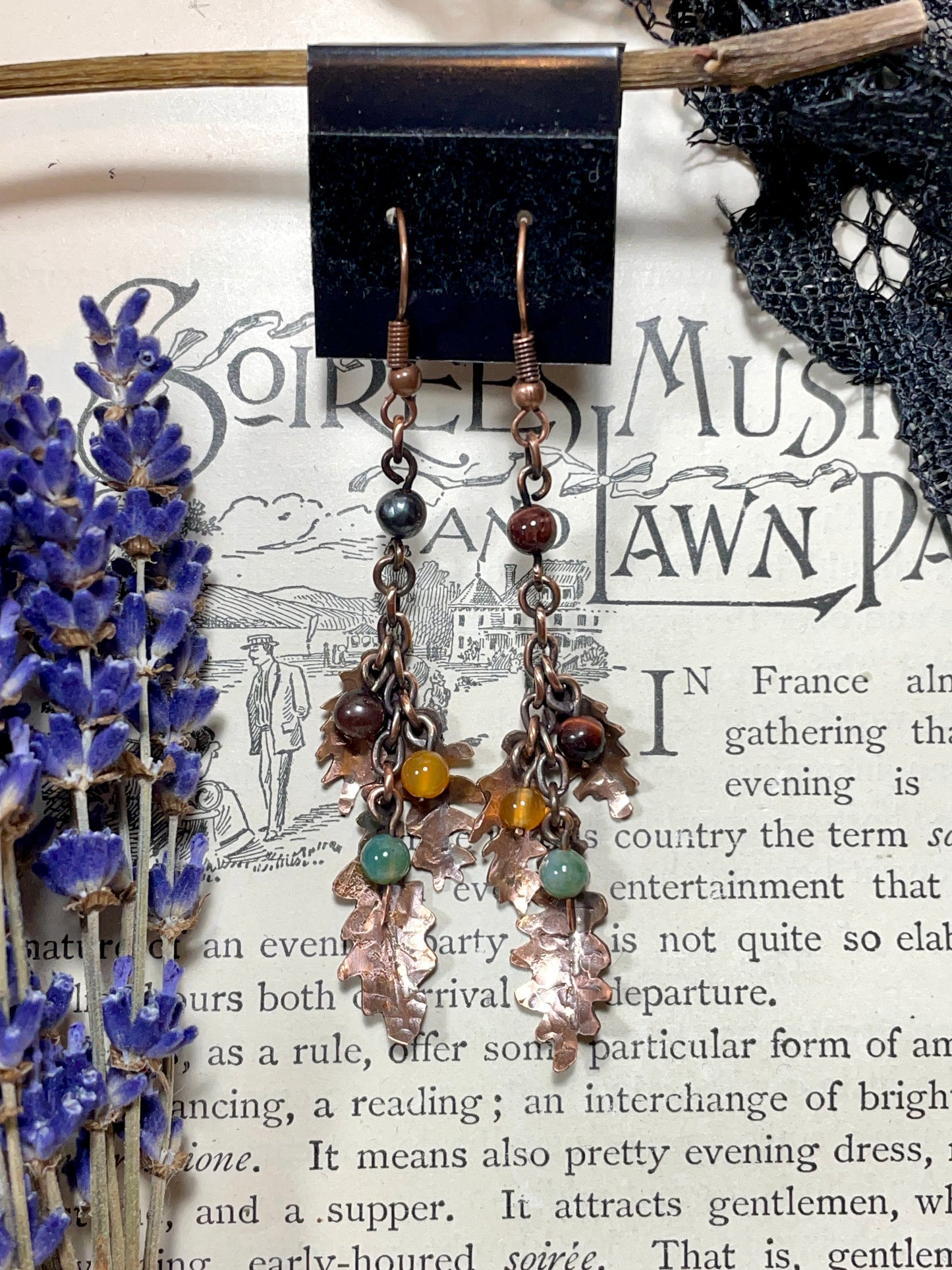 Oak leaf Earrings in Antiqued Copper