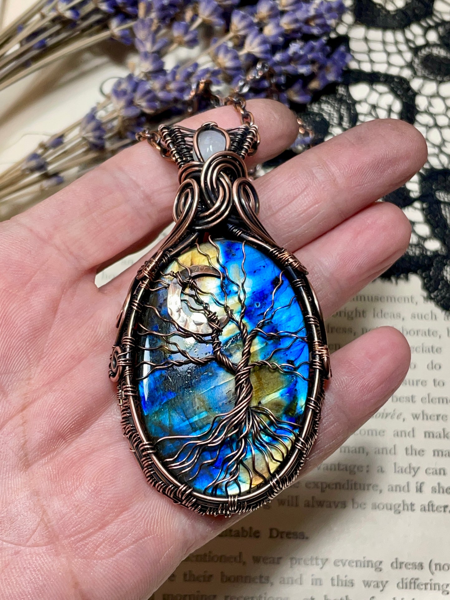 Labradorite Tree of Life Amulet in Copper