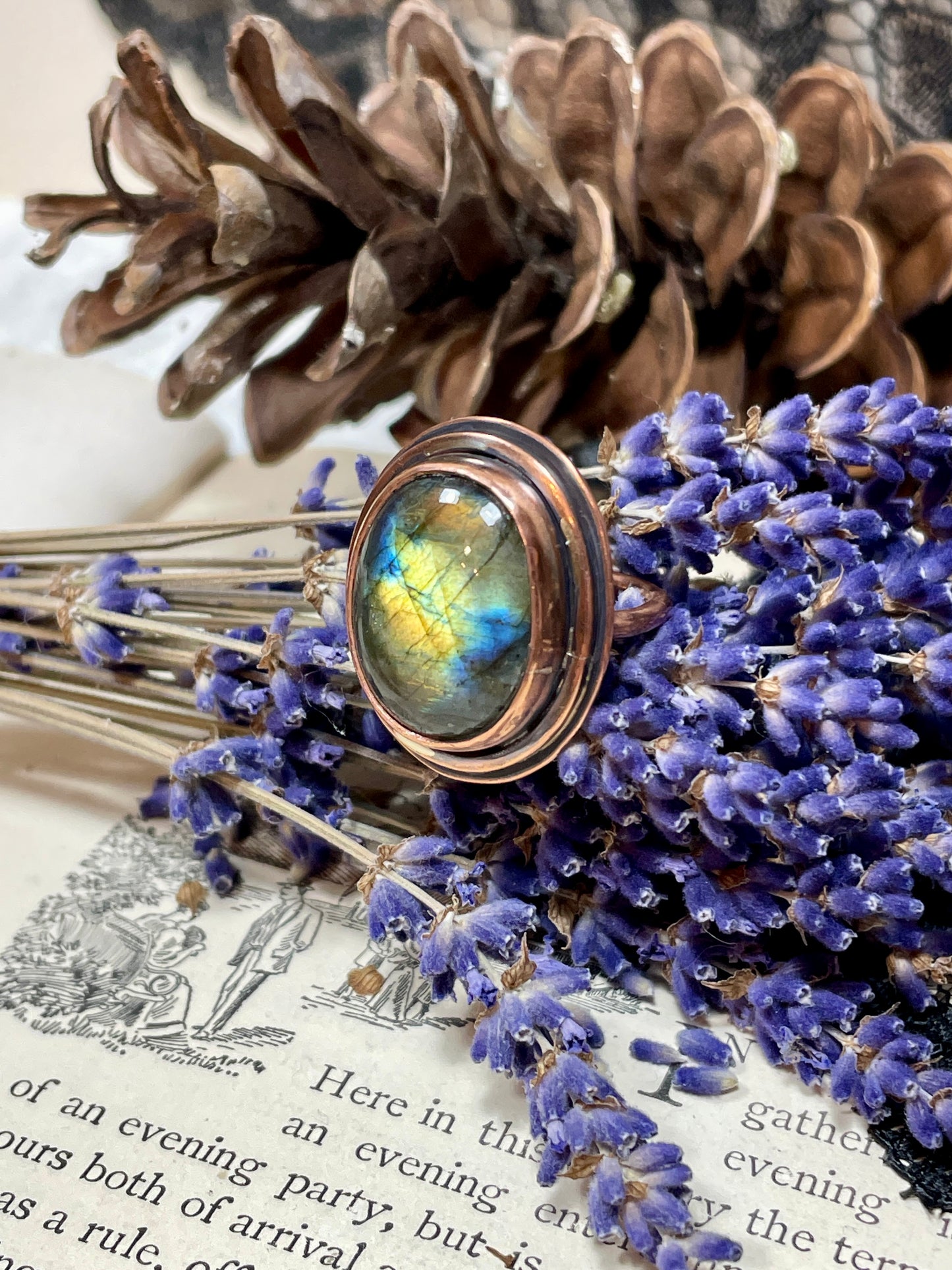 Labradorite Copper Ring Size 5.5