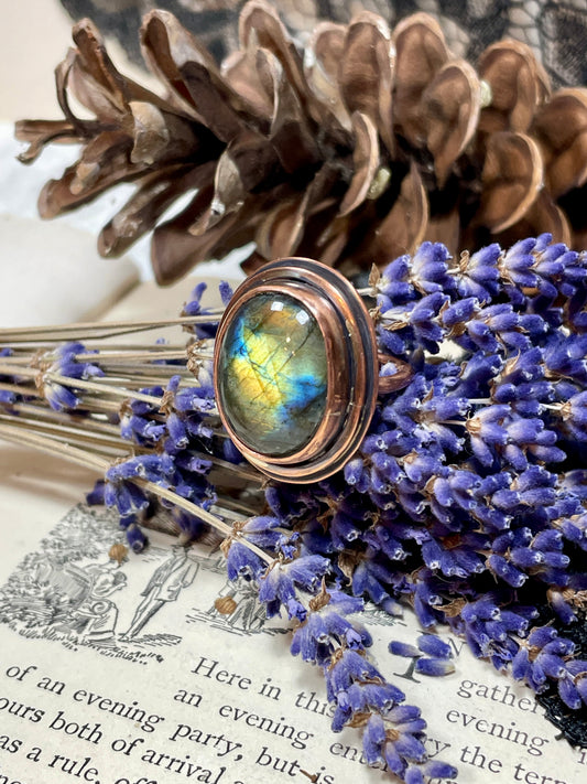 Labradorite Copper Ring Size 5.5