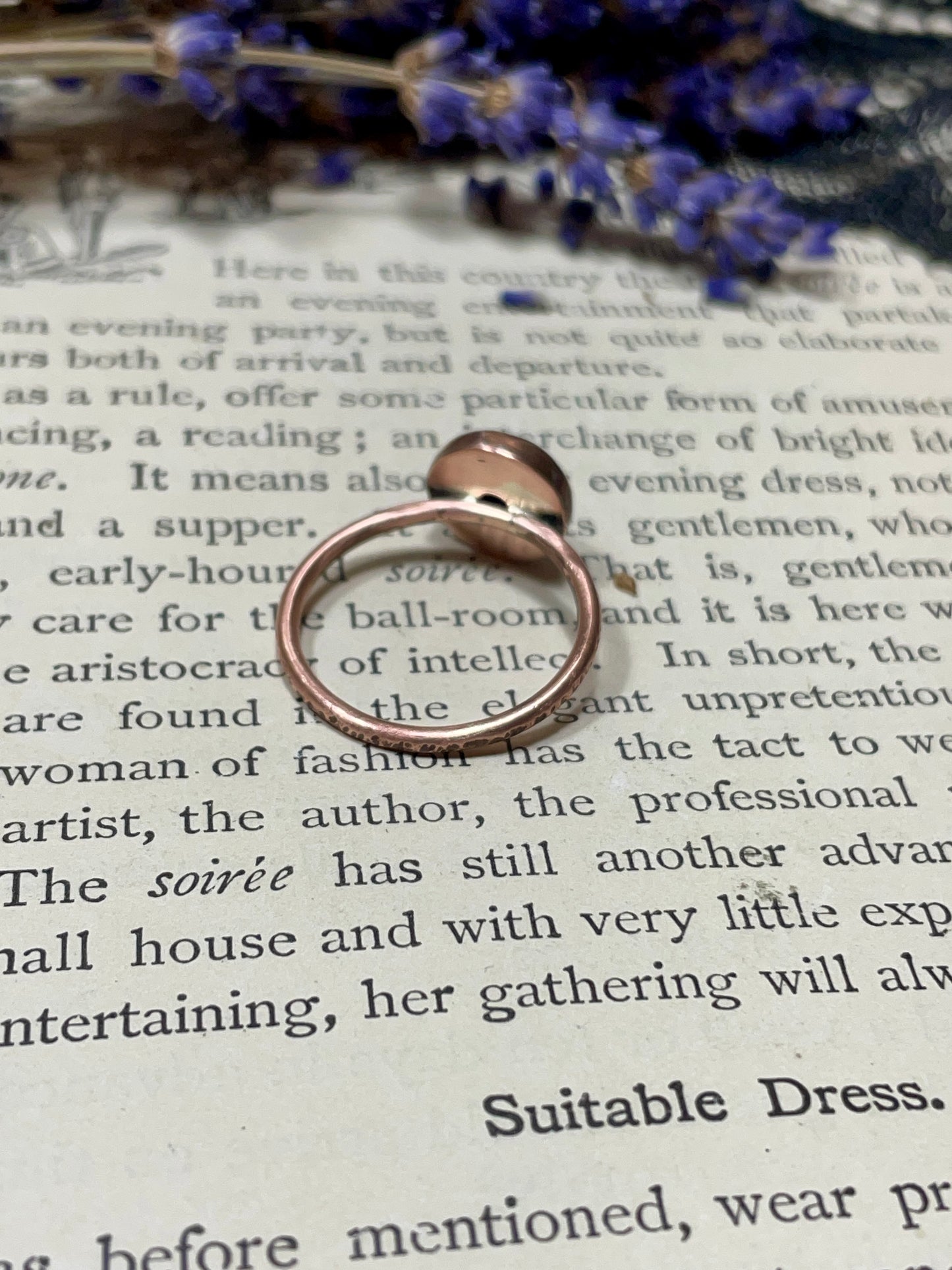 Lapis Lazuli Rustic Copper Ring Size 8