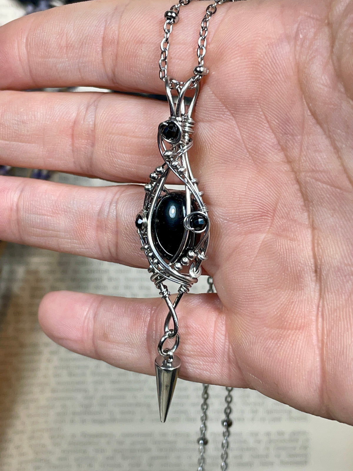 Onyx Pendant in Stainless Steel