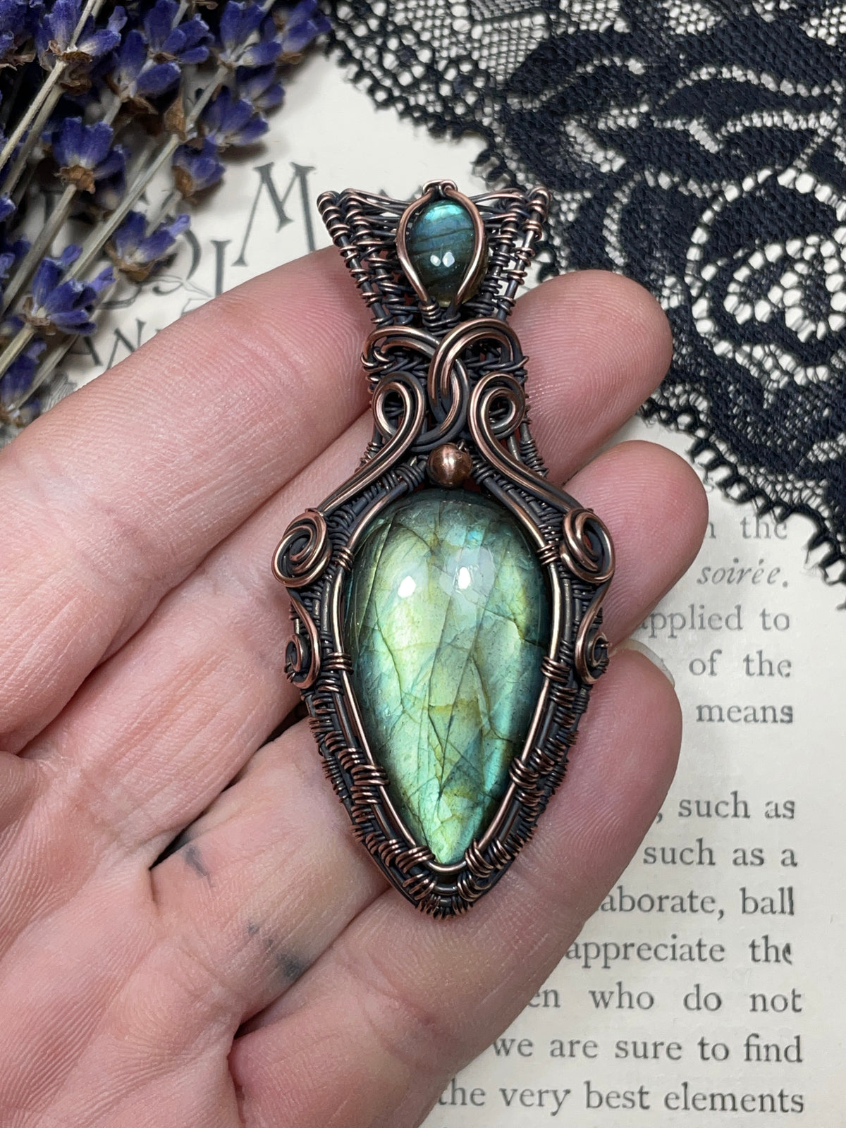 Labradorite Pendant in Copper