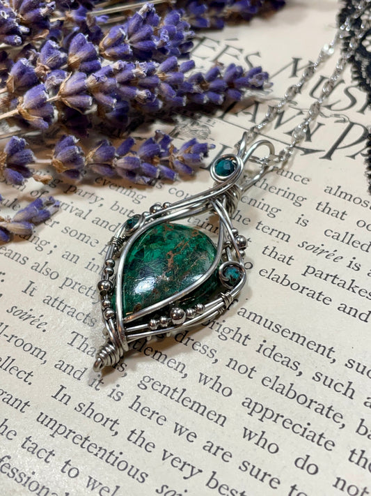 Azurite Malachite Pendant in Stainless Steel