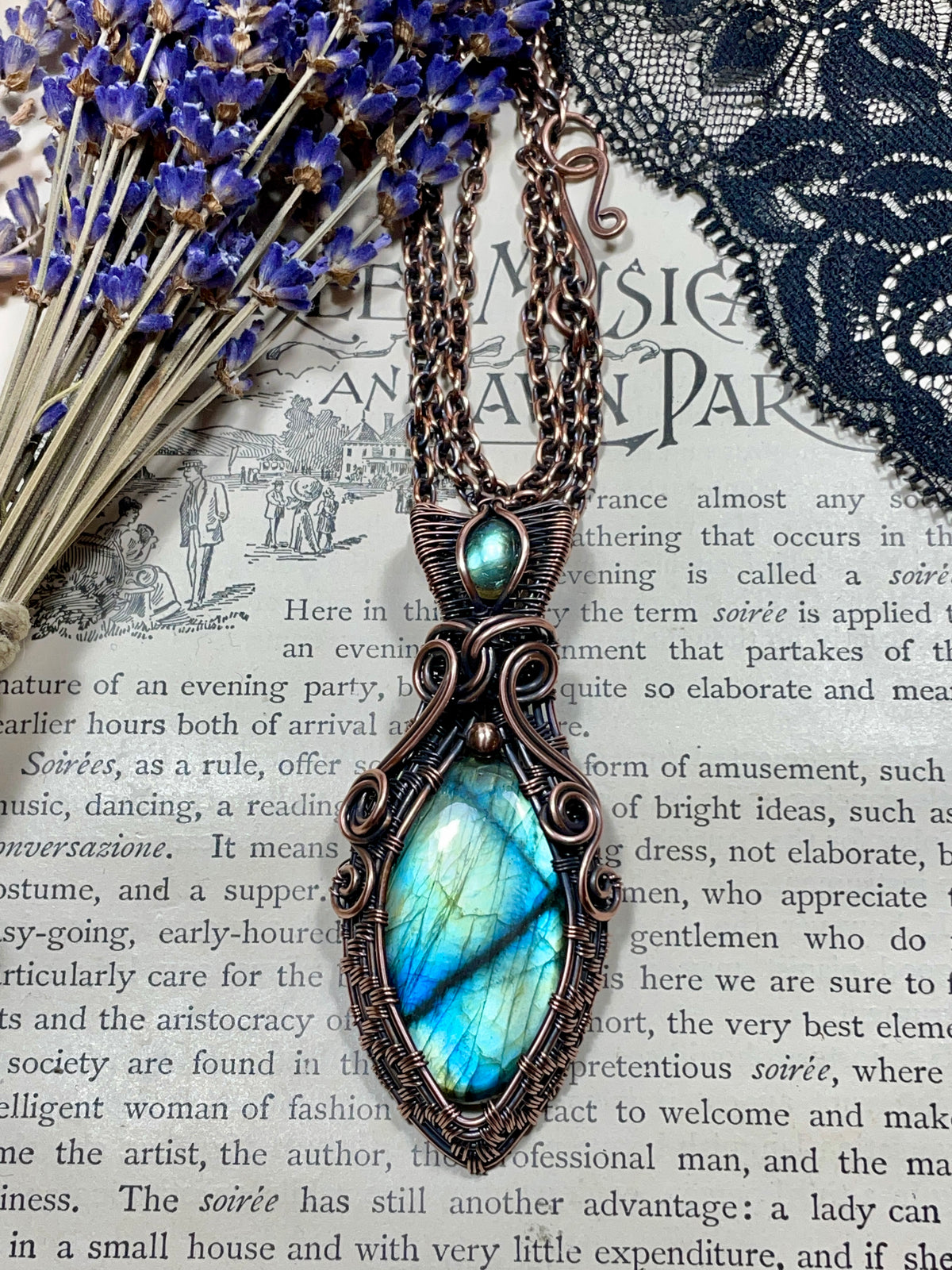 Labradorite Pendant in Copper