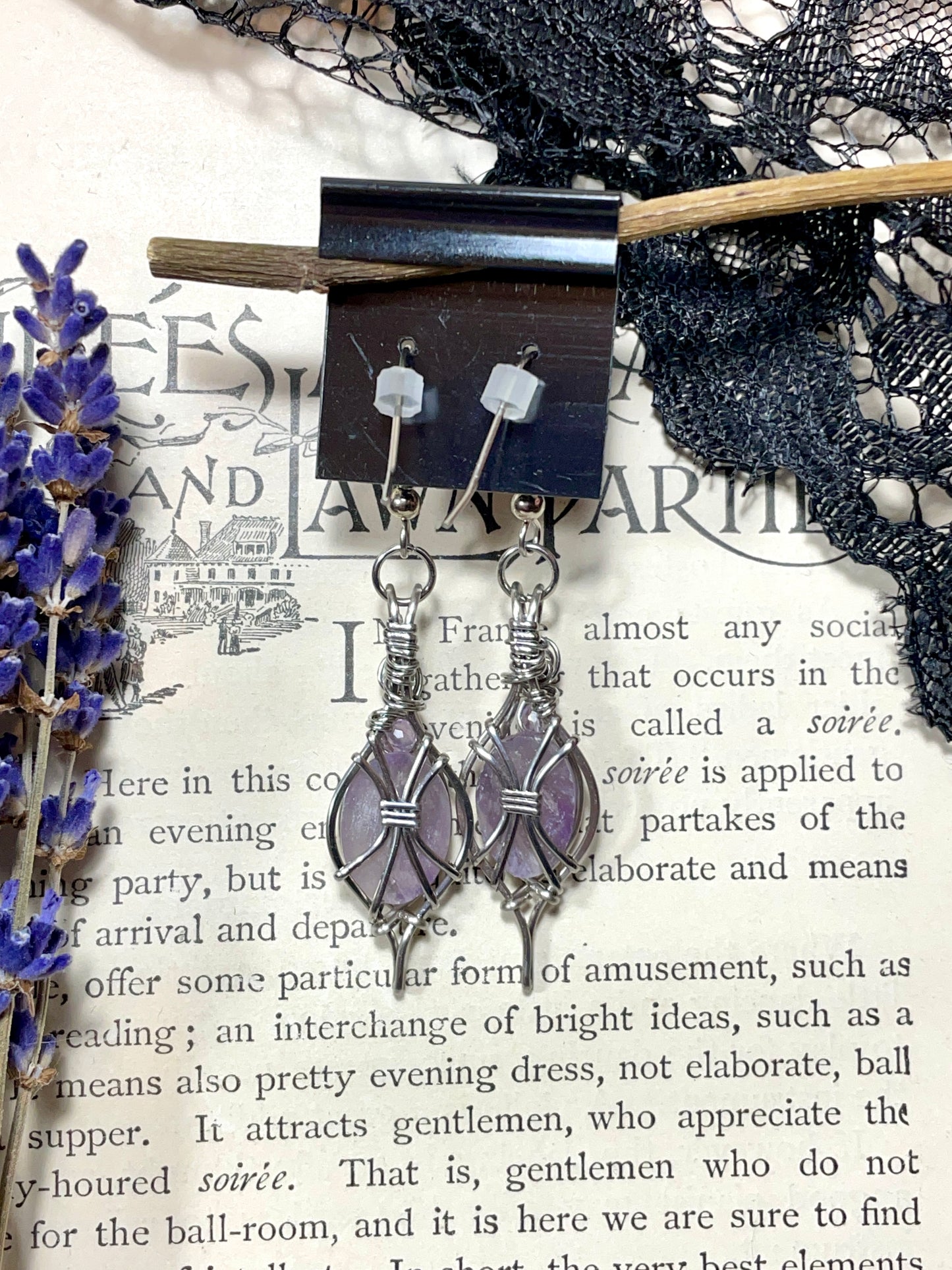Amethyst Earrings in Stainless Steel