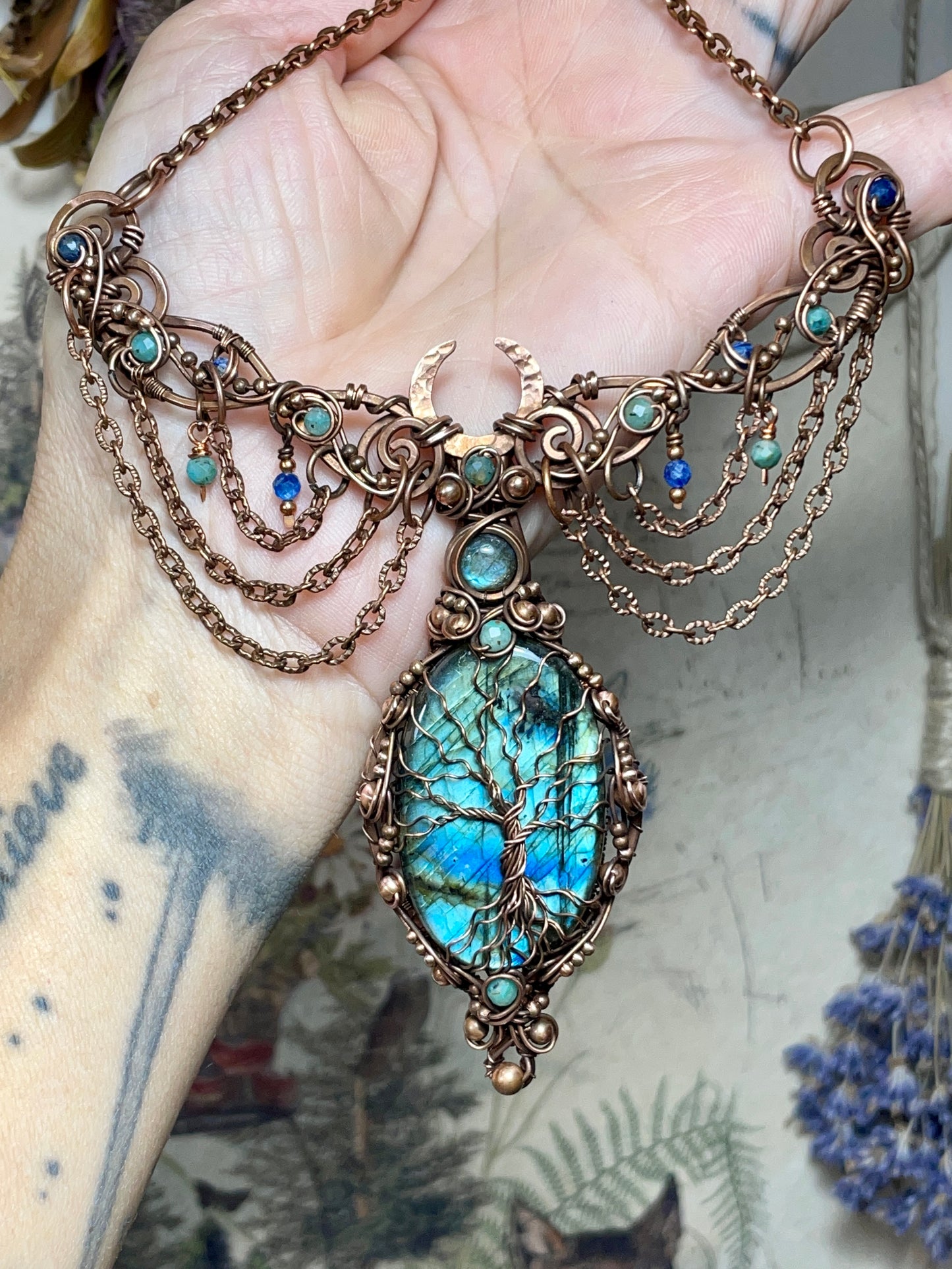 Labradorite Tree of Life Collar in Copper
