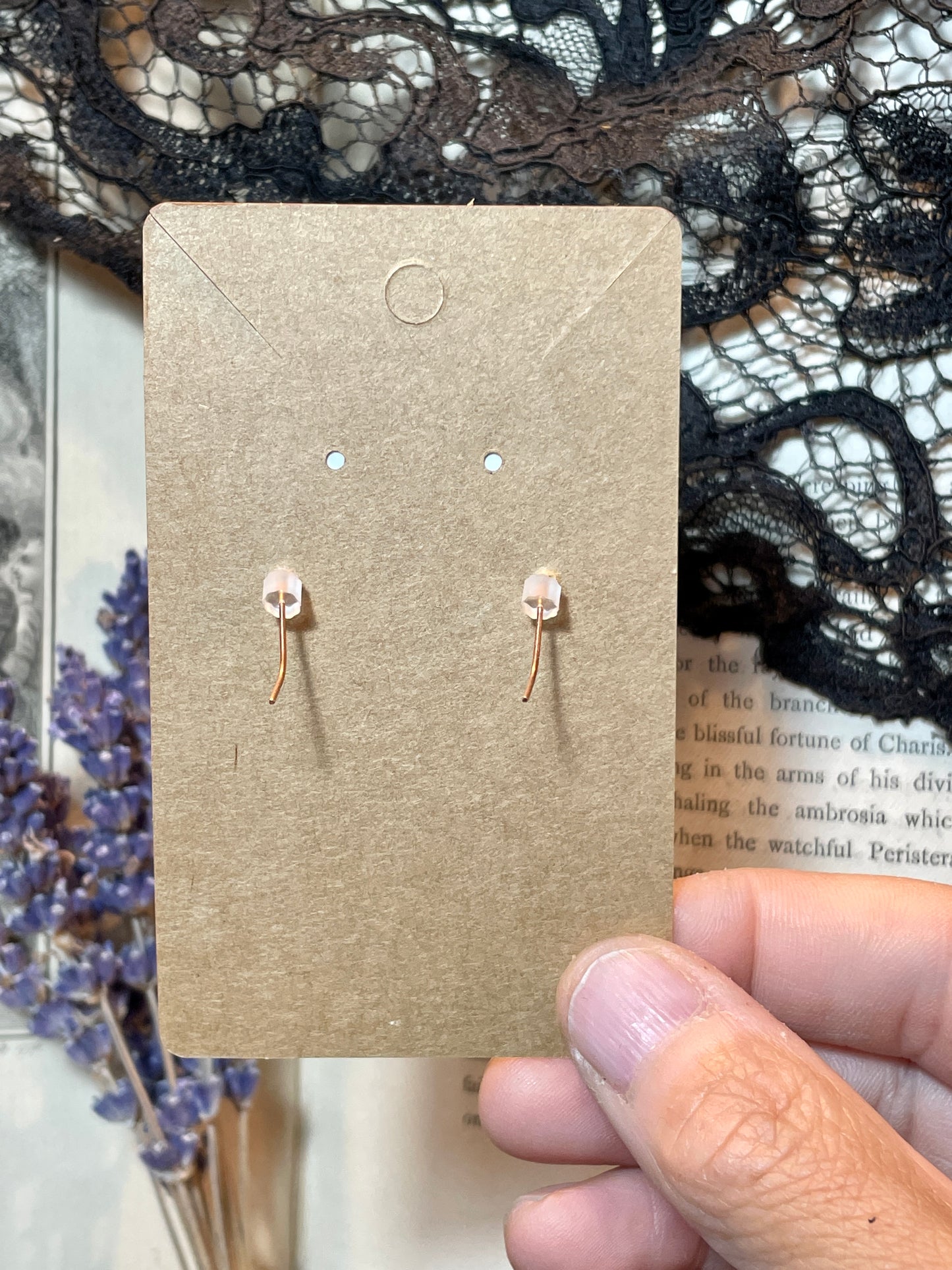 Crescent Moon Earrings in Antiqued Copper