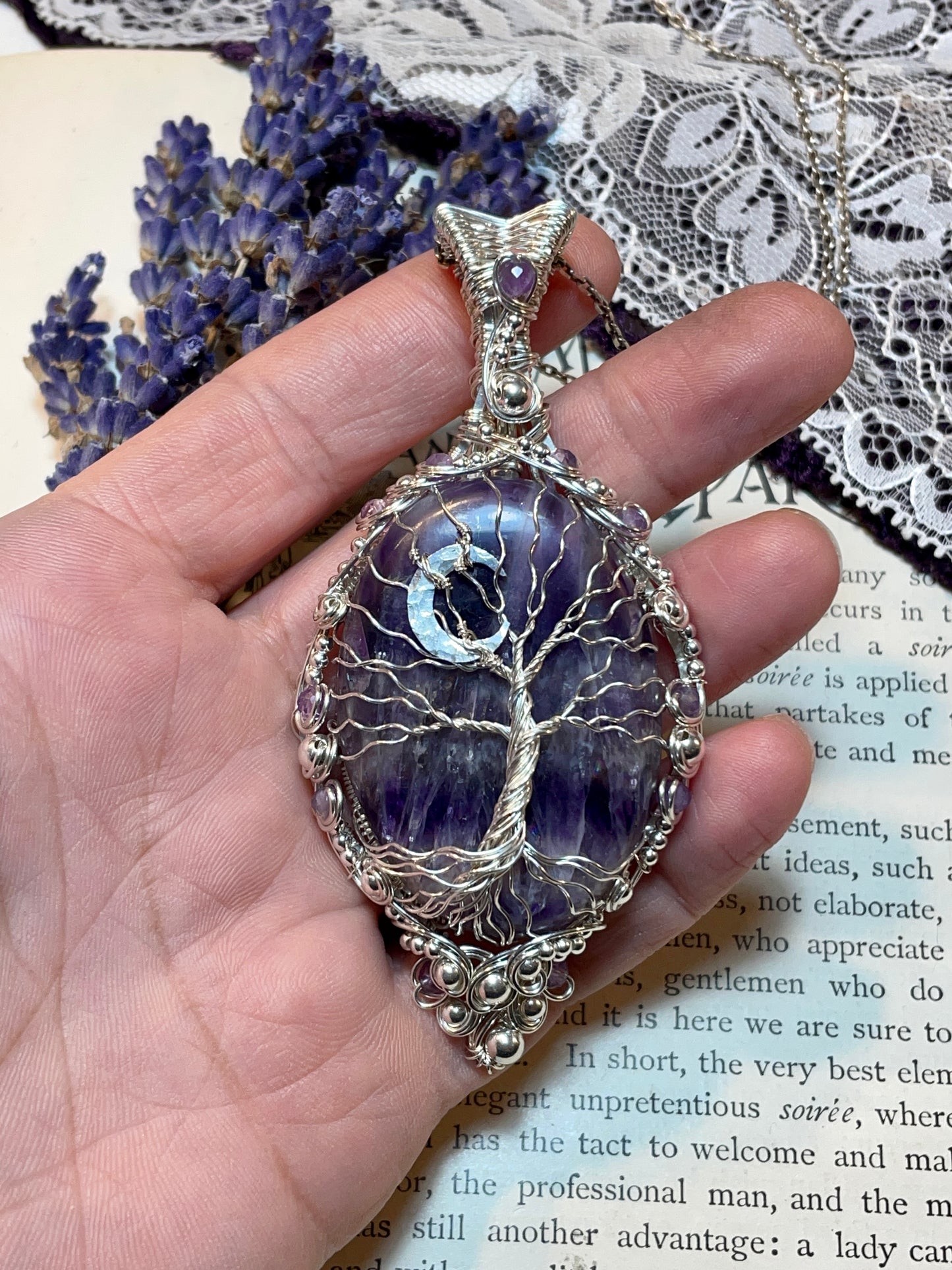 Amethyst Tree of Life Pendant in Sterling Silver