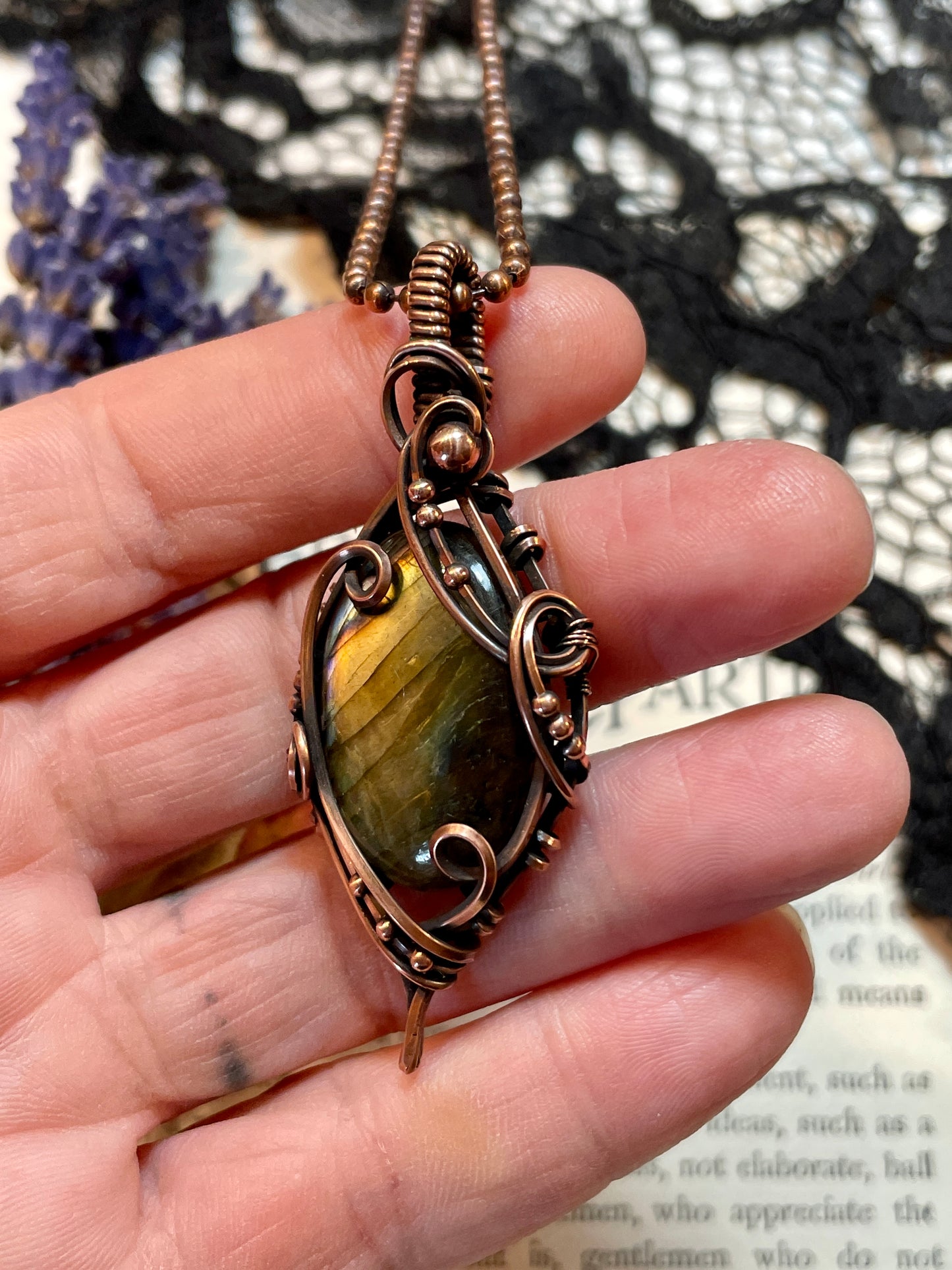 Labradorite Pendant in Copper