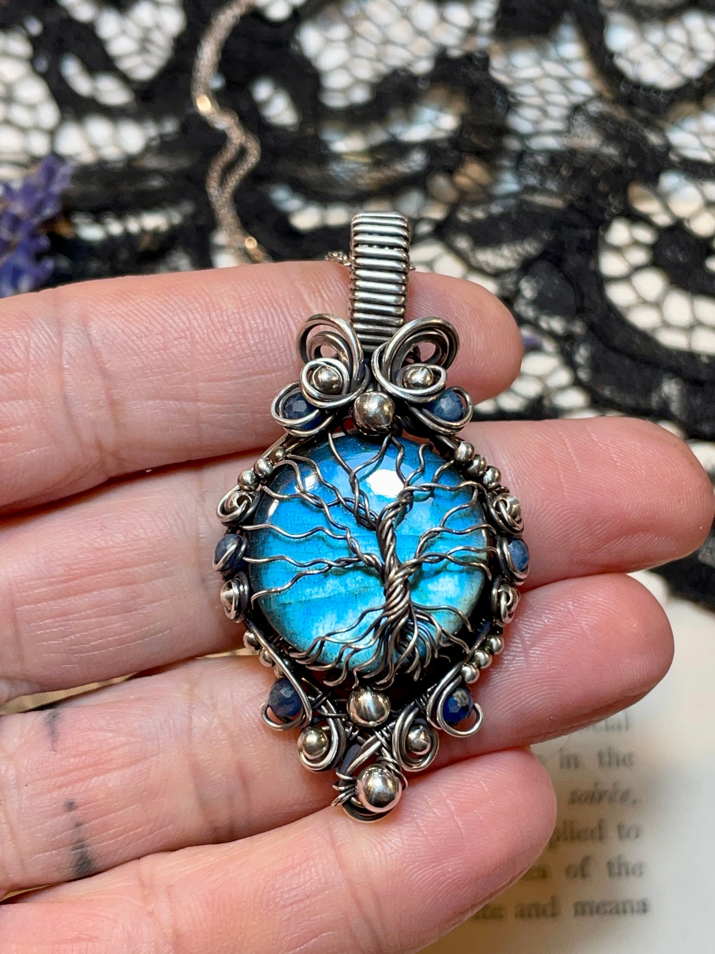 Labradorite Tree of Life Pendant in Sterling Silver