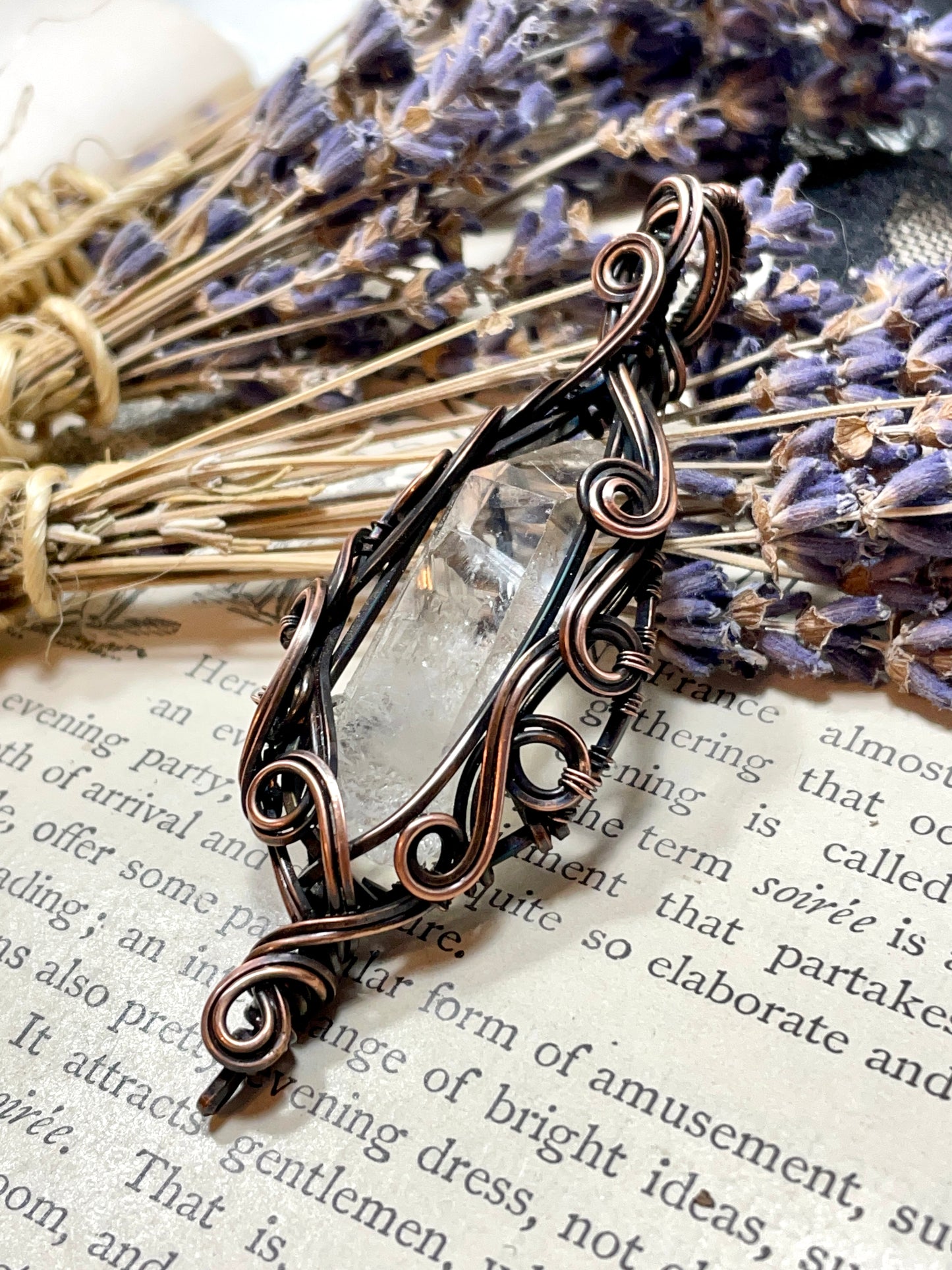 Quartz Crystal Point (Clear Quartz Crystal )Pendant in Copper #3