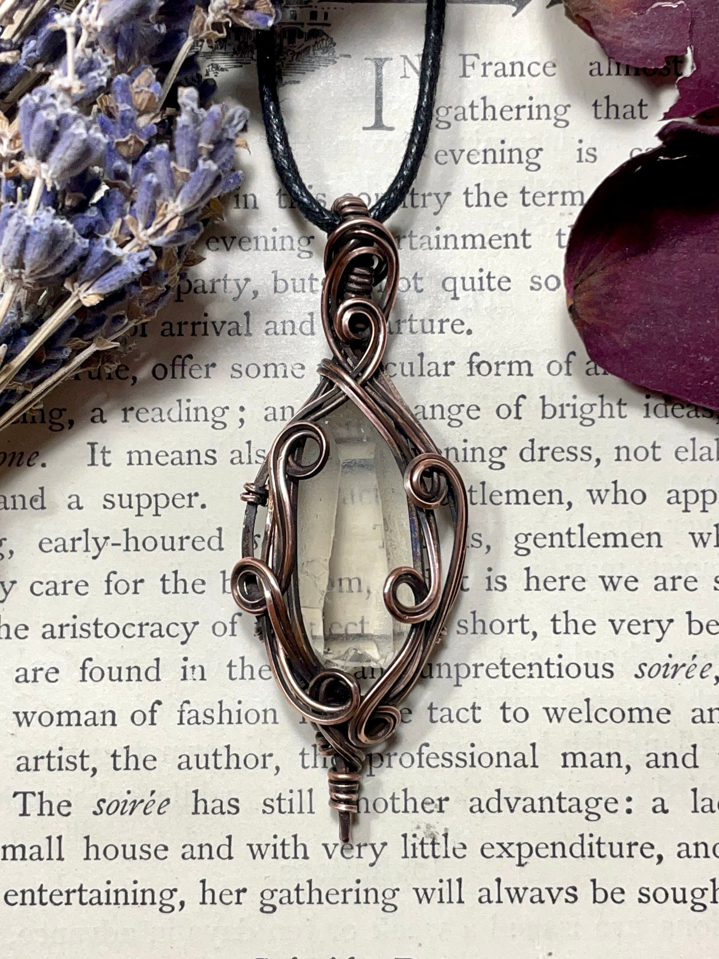 Quartz Crystal Point (Clear Quartz Crystal )Pendant in Copper #2