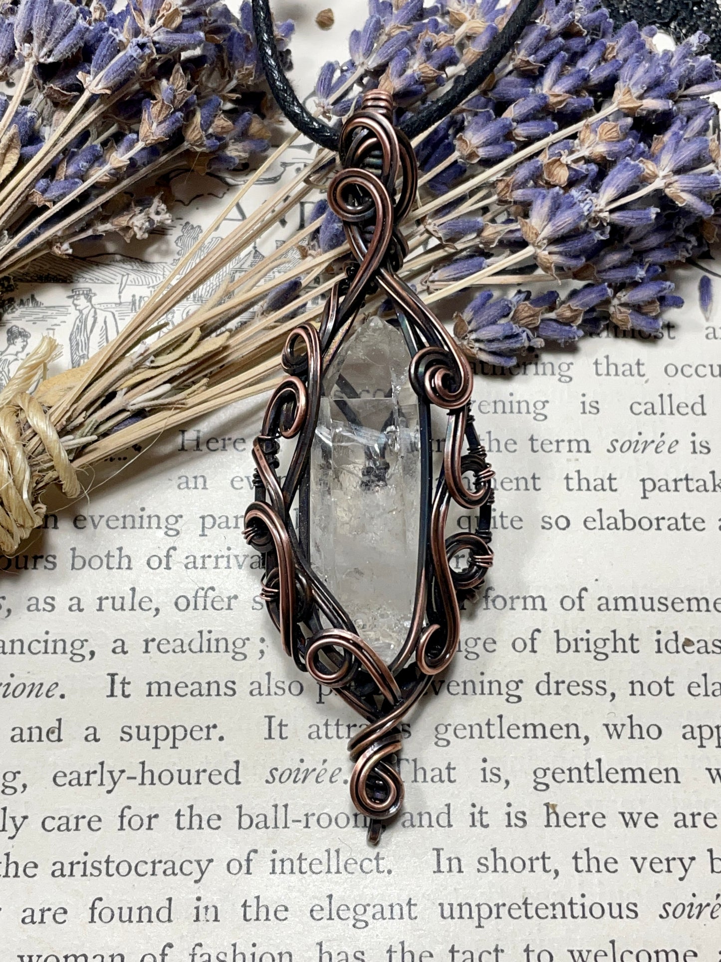 Quartz Crystal Point (Clear Quartz Crystal )Pendant in Copper #3