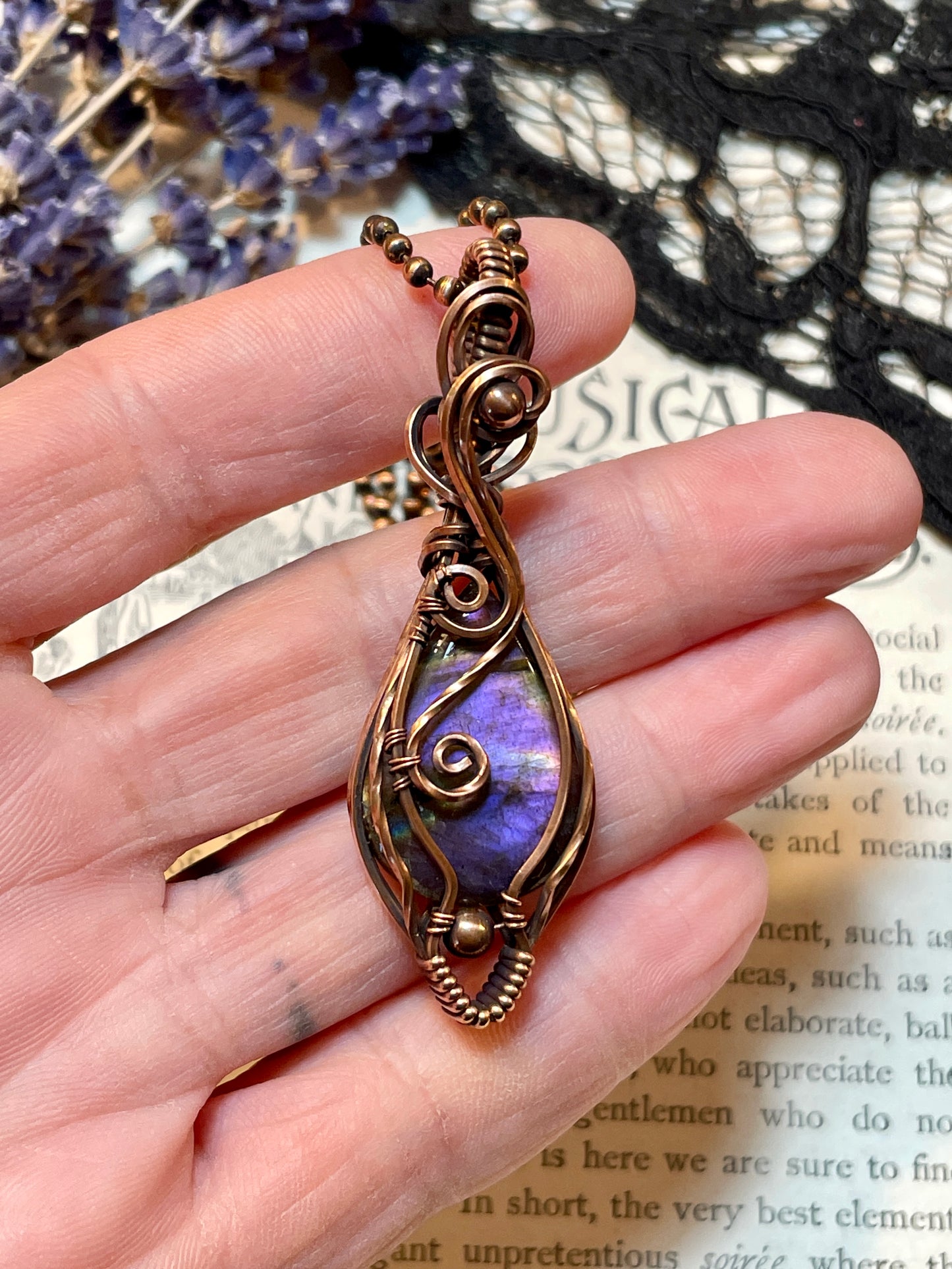 Labradorite Pendant in Copper